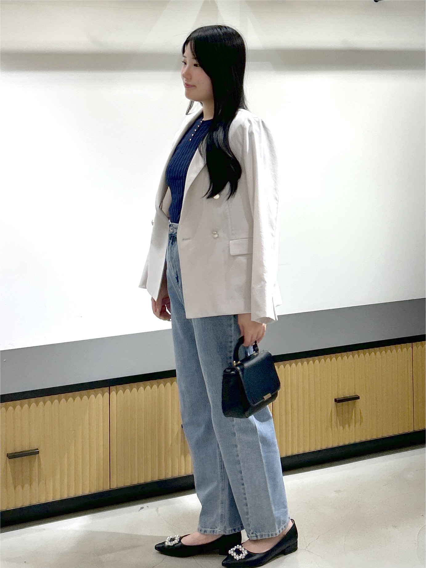 sayaさんの「OPAQUE.CLIP｜《再入荷》ダブルブレストテーラードジャケット【接触冷感／吸水速乾／イージーアイロン／防シワ／洗濯機O」を使ったコーディネート