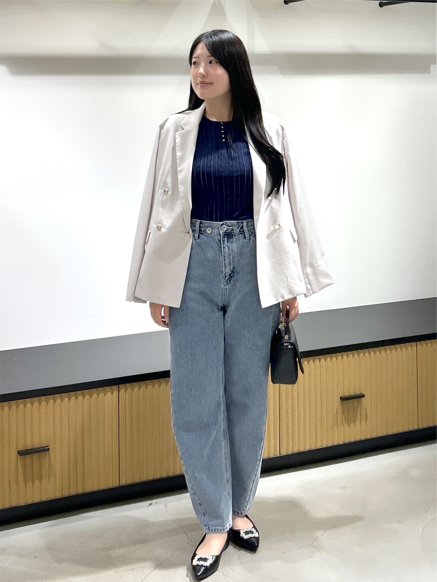 sayaさんの「OPAQUE.CLIP｜《再入荷》ダブルブレストテーラードジャケット【接触冷感／吸水速乾／イージーアイロン／防シワ／洗濯機O」を使ったコーディネート