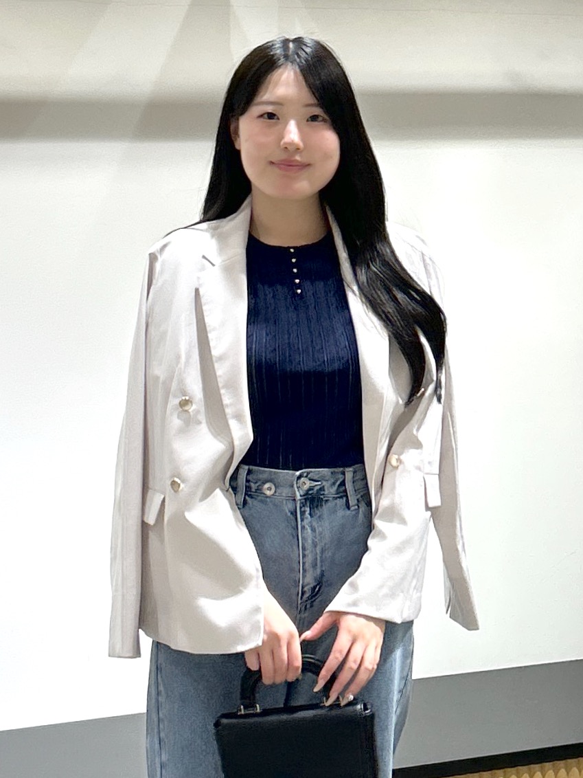 sayaさんの「OPAQUE.CLIP｜《再入荷》ダブルブレストテーラードジャケット【接触冷感／吸水速乾／イージーアイロン／防シワ／洗濯機O」を使ったコーディネート