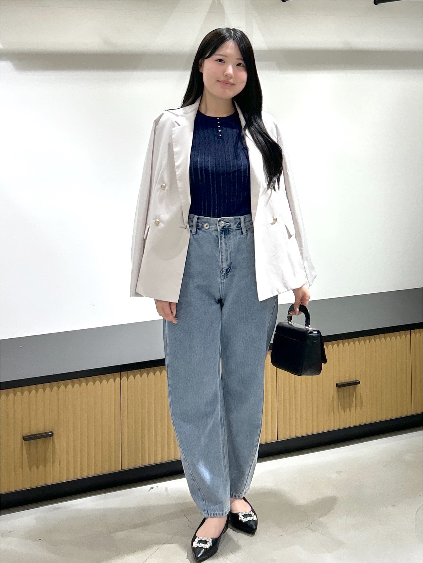 sayaさんの「OPAQUE.CLIP｜《再入荷》ダブルブレストテーラードジャケット【接触冷感／吸水速乾／イージーアイロン／防シワ／洗濯機O」を使ったコーディネート