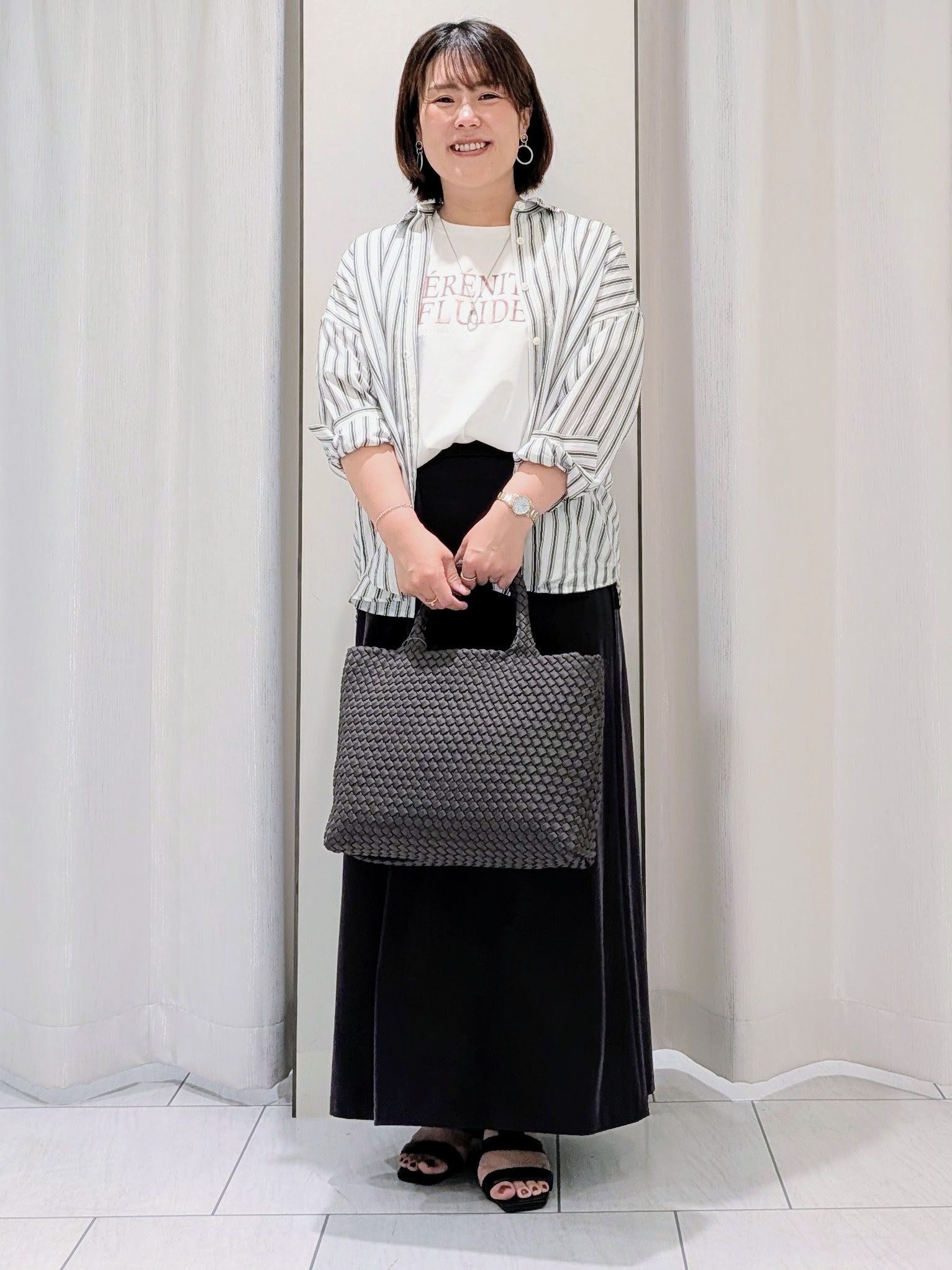 Onumaさんの「UNTITLED｜ストライプシャツ」を使ったコーディネート