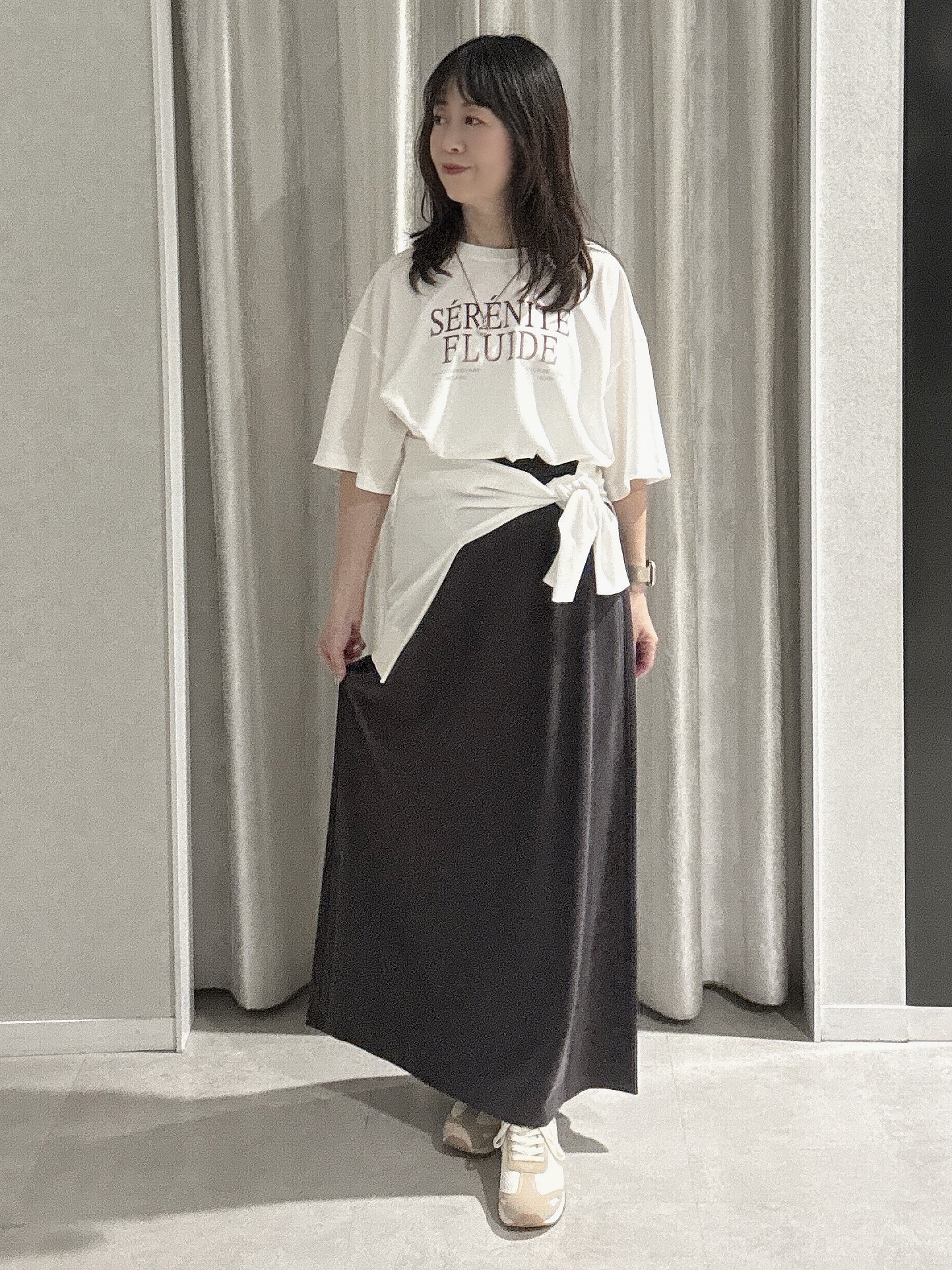 makiさんの「UNTITLED｜【アンサンブル可/日除け・冷房対策】シアーレーヨンZIPカーディガン」を使ったコーディネート