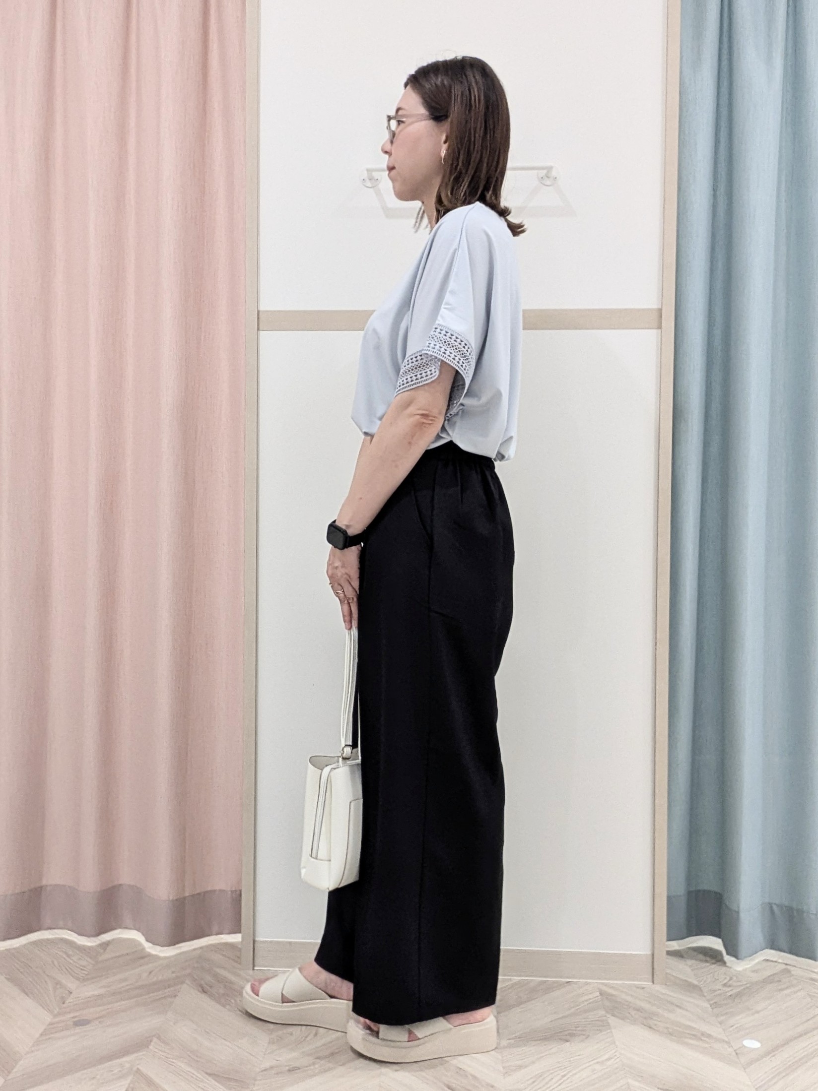 miyuさんの「SHOO･LA･RUE｜【ひんやり/UV/体型カバー】ヒップ周りが隠せる ひんやりお袖レースTシャツ」を使ったコーディネート