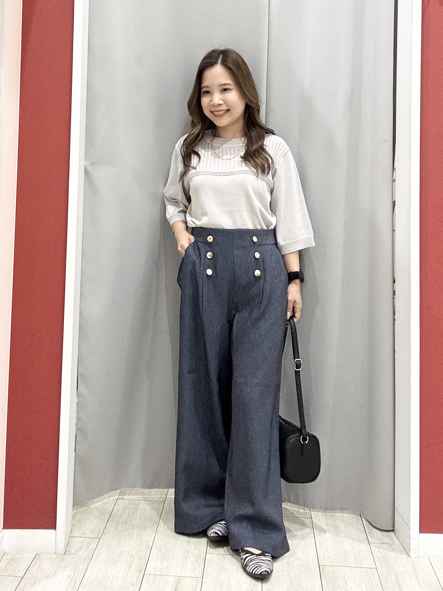 shioさんの「SHOO･LA･RUE｜【S-LL/二の腕カバー】品よく決まる 5分袖デザインニット」を使ったコーディネート
