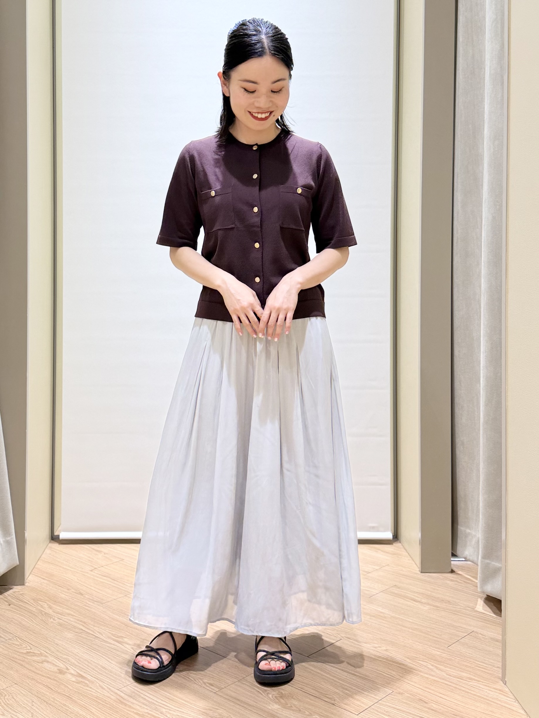 あんりさんの「grove｜【ひんやり・UV・洗濯機◎】上品コットン混カーディガン」を使ったコーディネート