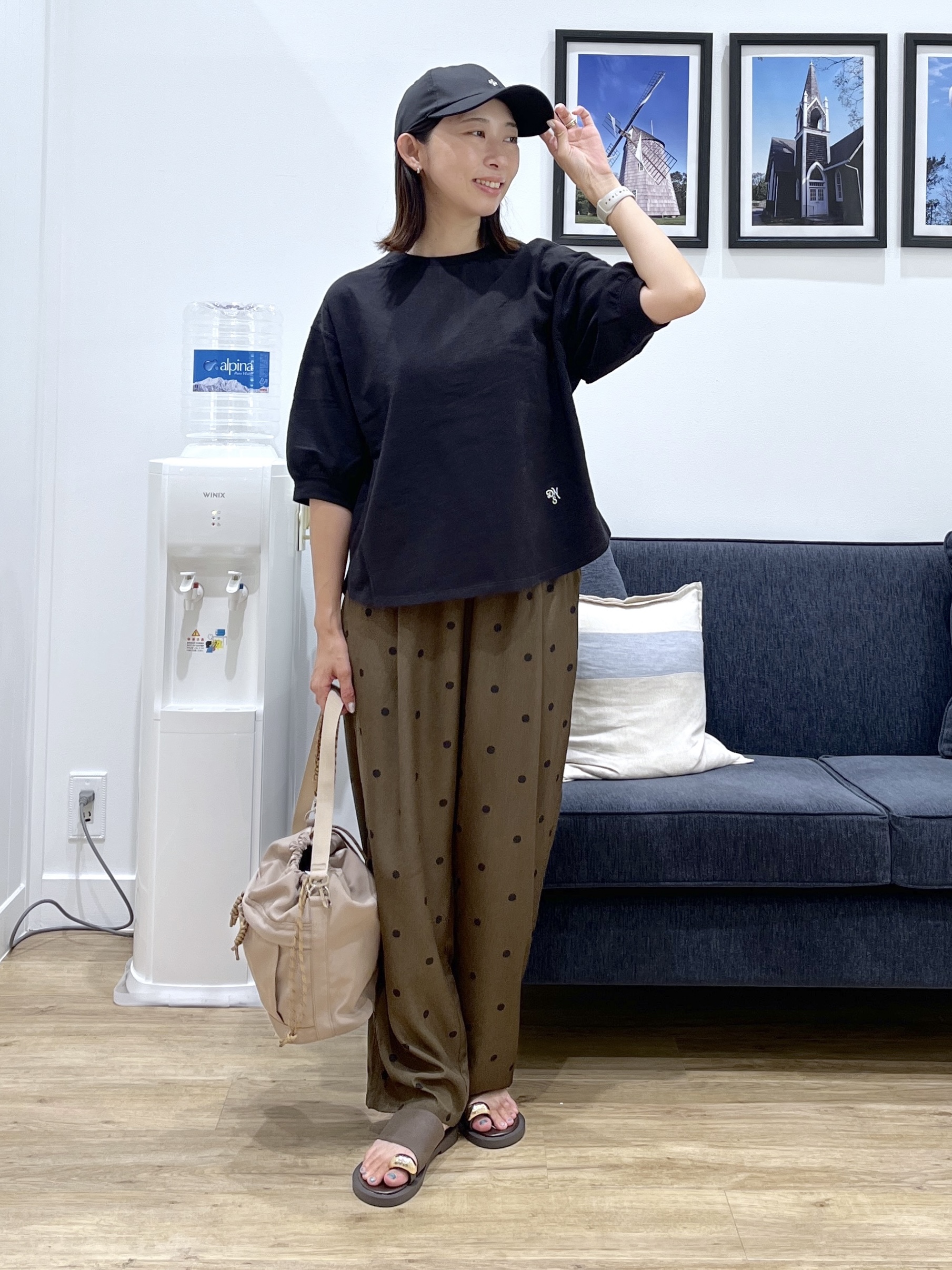 canaさんの「Dessin｜【セットアップ可】ドットプリント イージーパンツ」を使ったコーディネート