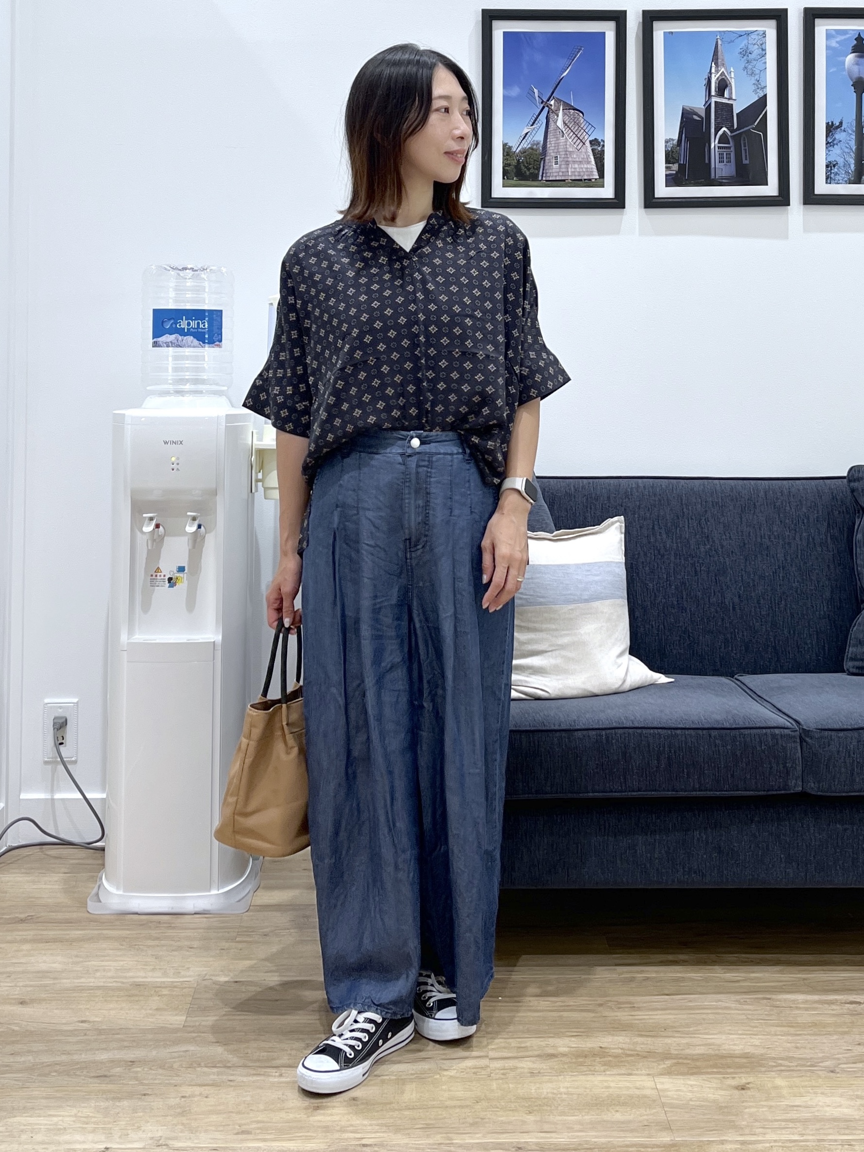 canaさんの「Dessin｜テンセルデニム タックワイドパンツ」を使ったコーディネート