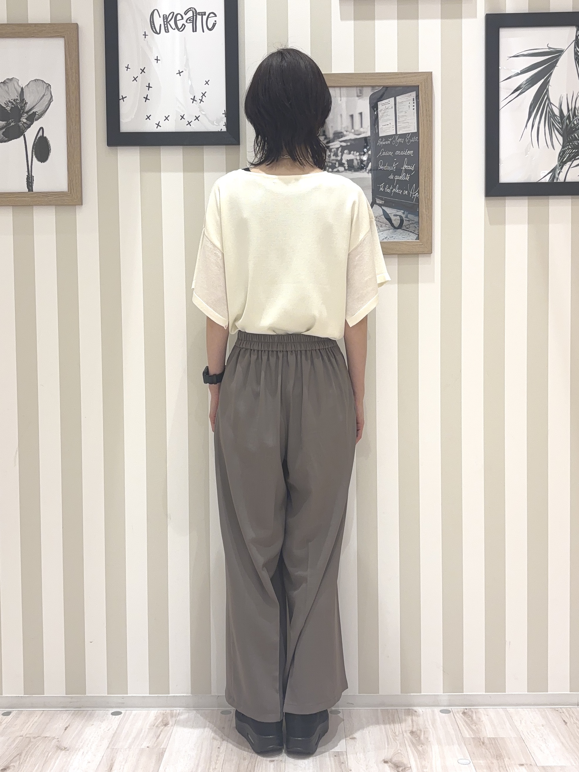 たまごがにさんの「SHOO･LA･RUE｜【S-LL/ひんやり/洗濯機可】インせず着られる ひらり袖ニット」を使ったコーディネート
