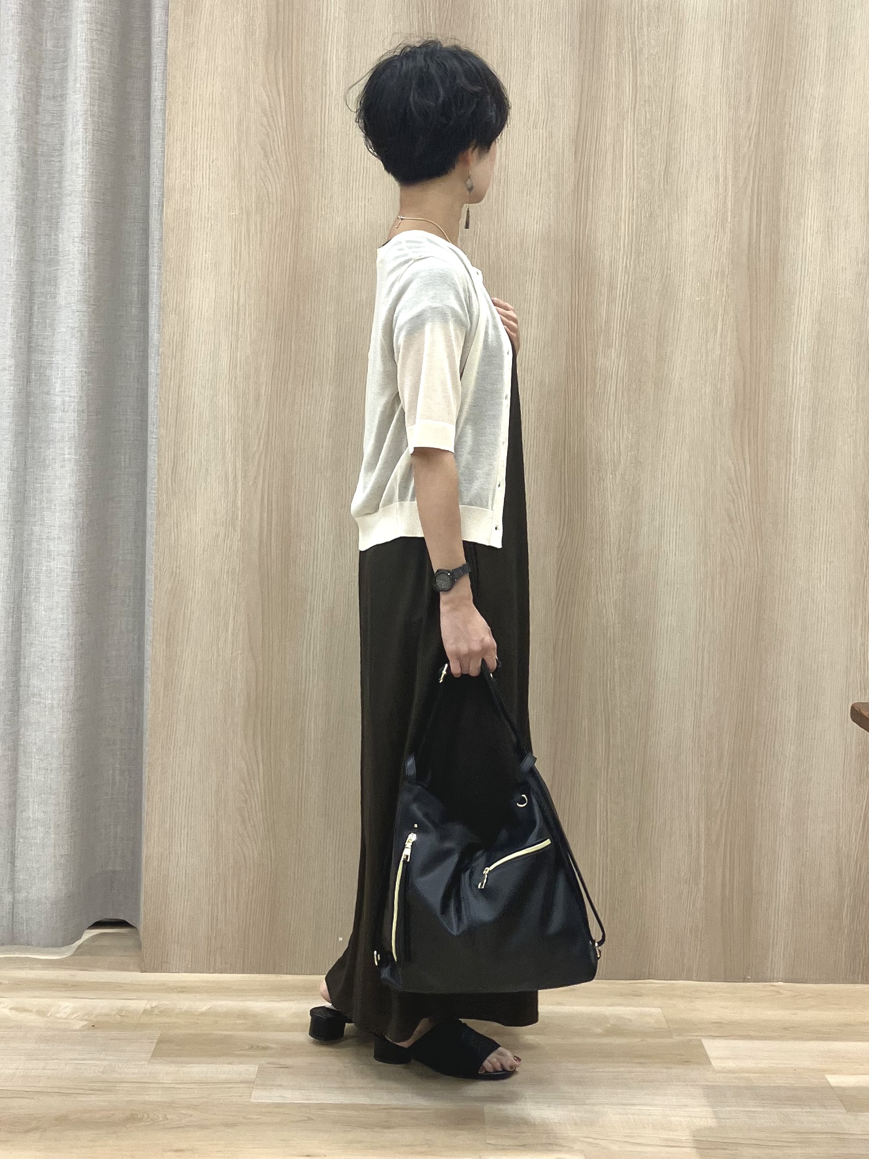 Keiさんの「grove｜【低身長さんも選べる着丈】モクロディフレンチワンピース」を使ったコーディネート