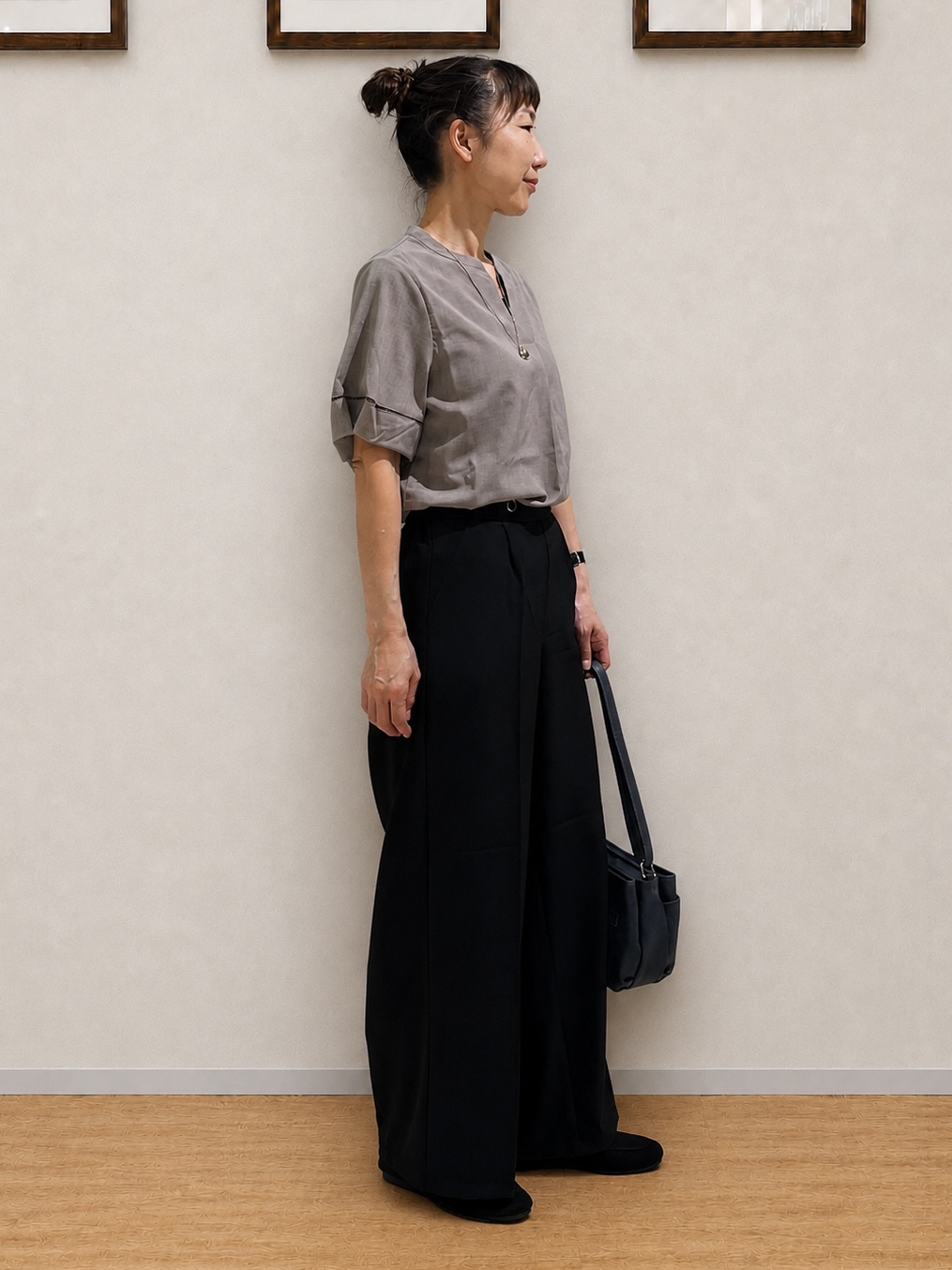 まつみさんの「SHOO･LA･RUE｜【洗濯後しわになりにくい／インせずきまる】麻調ハシゴレーススキッパーブラウス」を使ったコーディネート