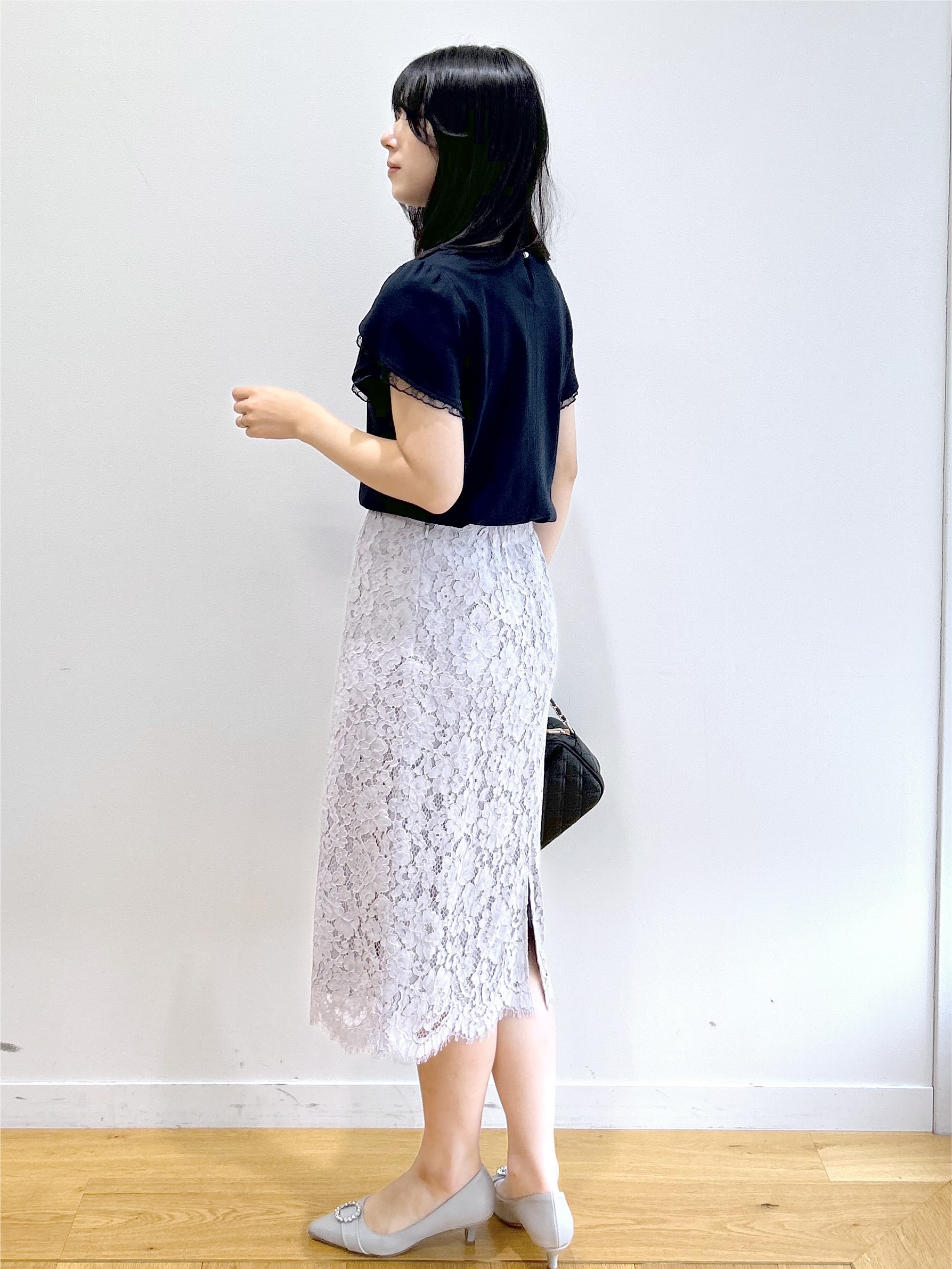 RINAさんの「index｜【接触冷感／UVケア】ハートネックレースレイヤードトップス《洗濯機OK／6col》」を使ったコーディネート