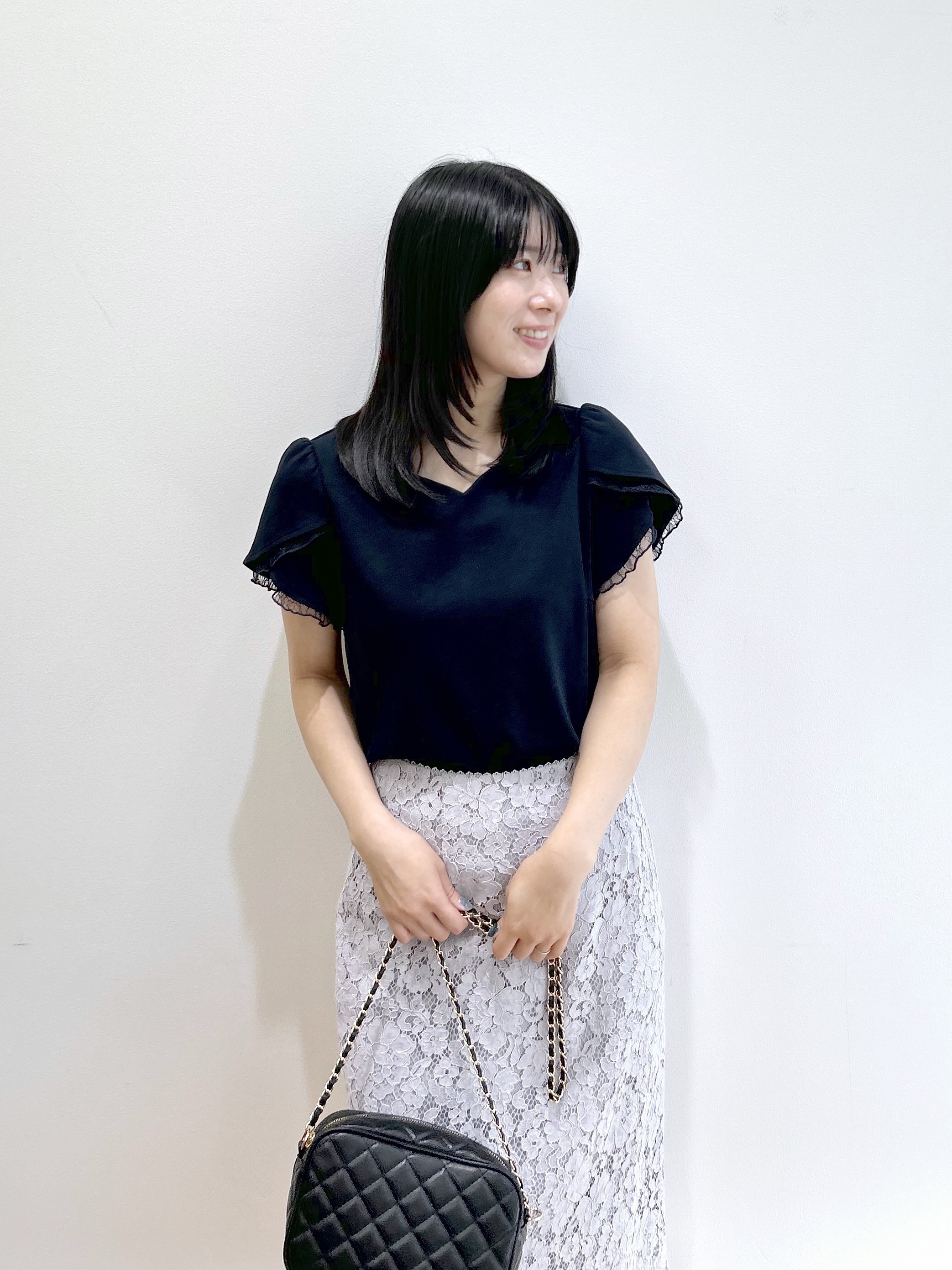 RINAさんの「index｜【接触冷感／UVケア】ハートネックレースレイヤードトップス《洗濯機OK／6col》」を使ったコーディネート