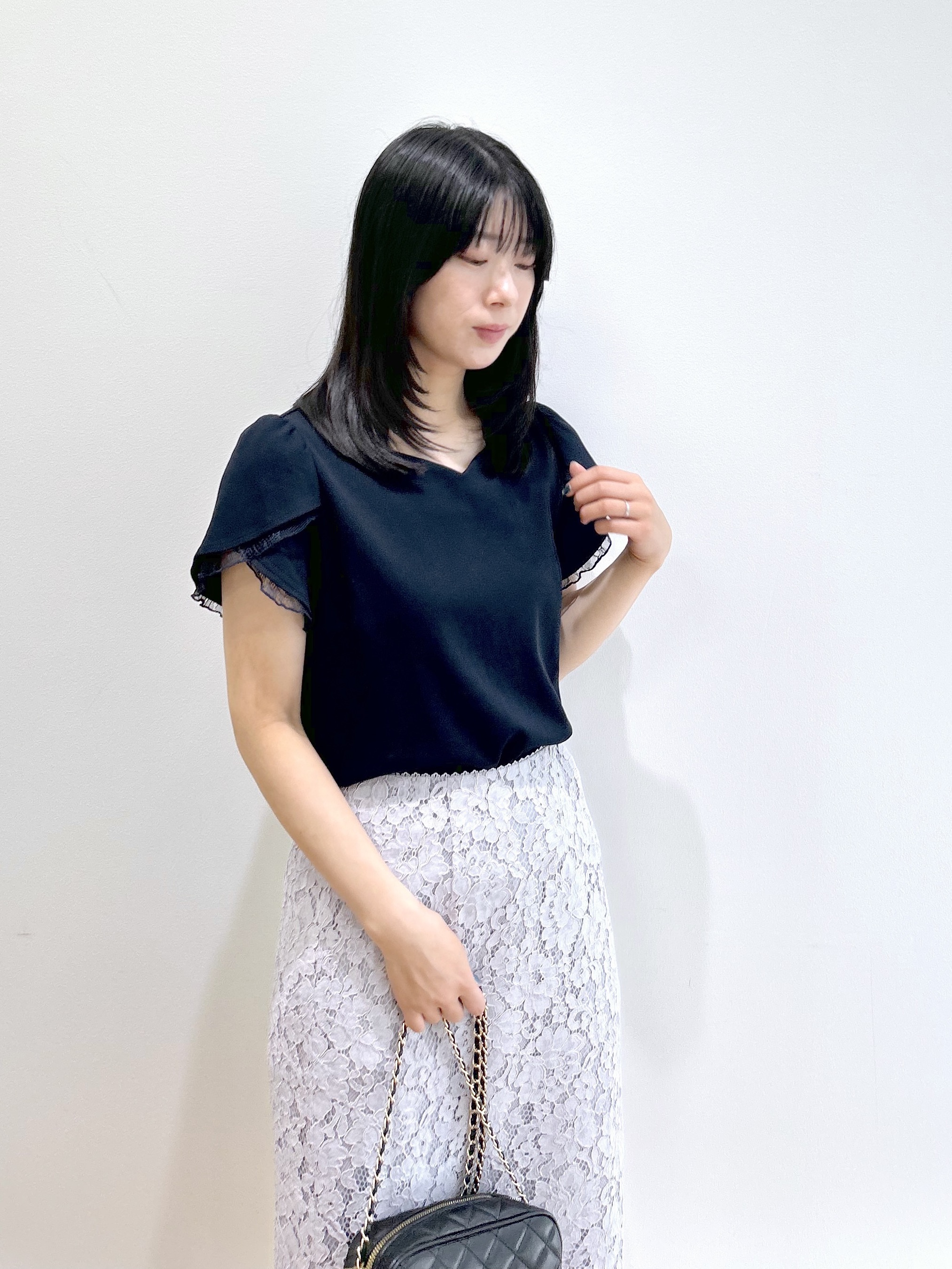 RINAさんの「index｜【接触冷感／UVケア】ハートネックレースレイヤードトップス《洗濯機OK／6col》」を使ったコーディネート