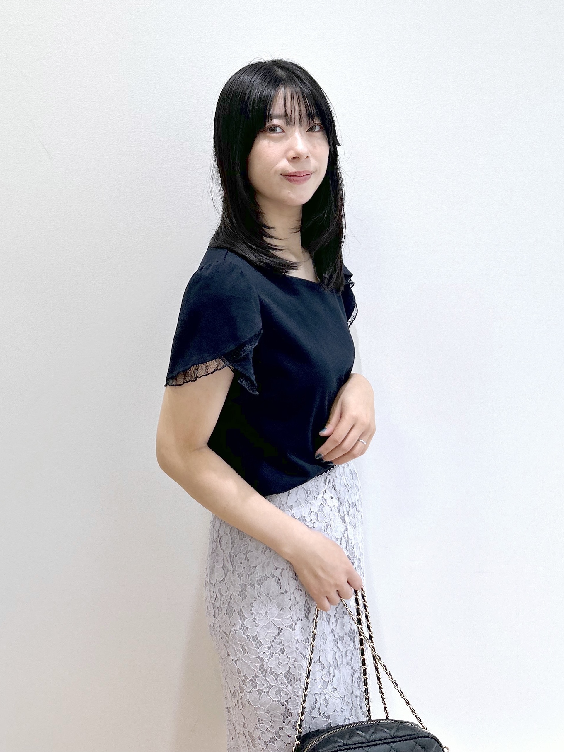 RINAさんの「index｜【接触冷感／UVケア】ハートネックレースレイヤードトップス《洗濯機OK／6col》」を使ったコーディネート