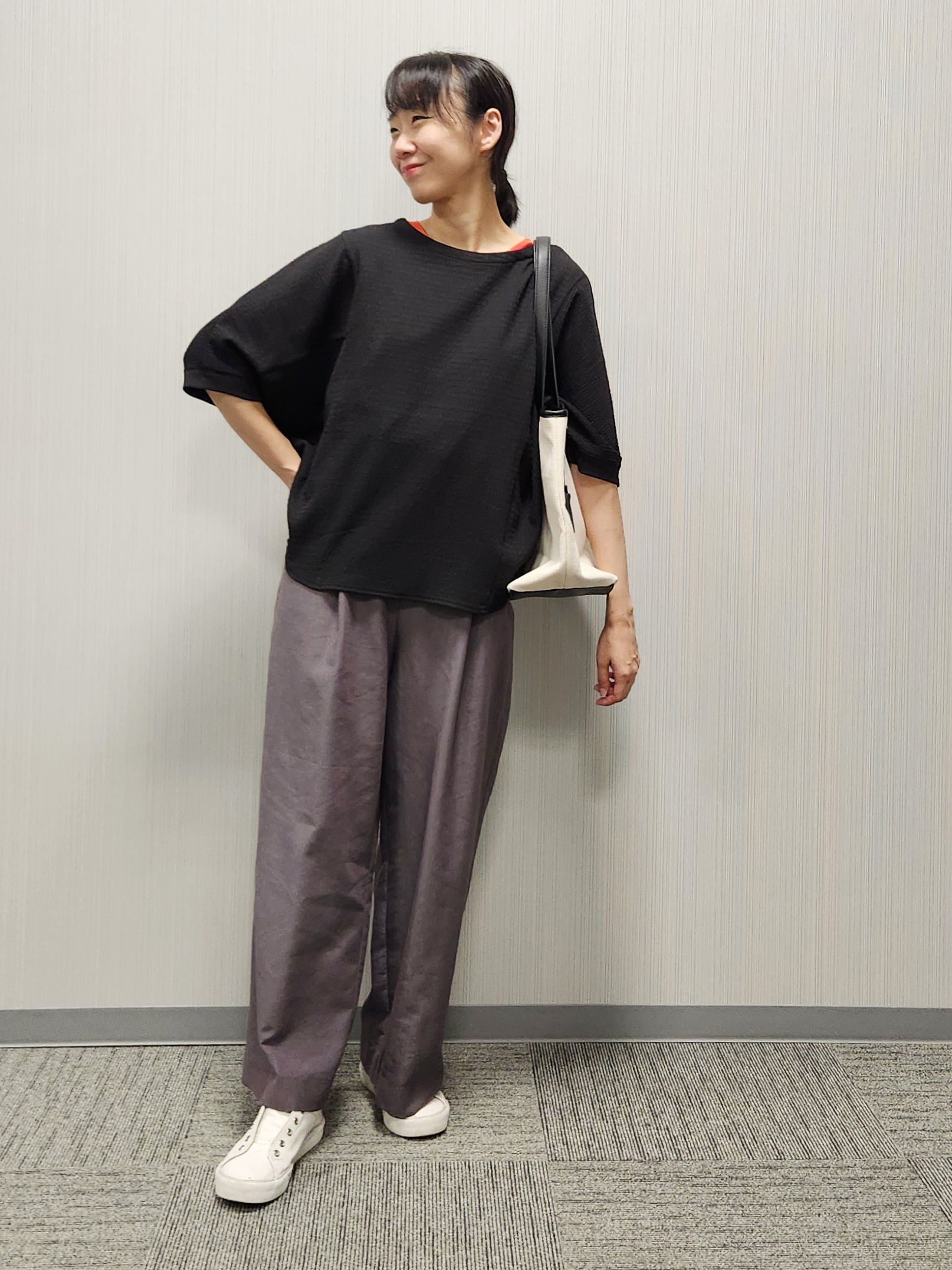 naraさんの「Dessin｜シュリンクジャージ カットソー」を使ったコーディネート