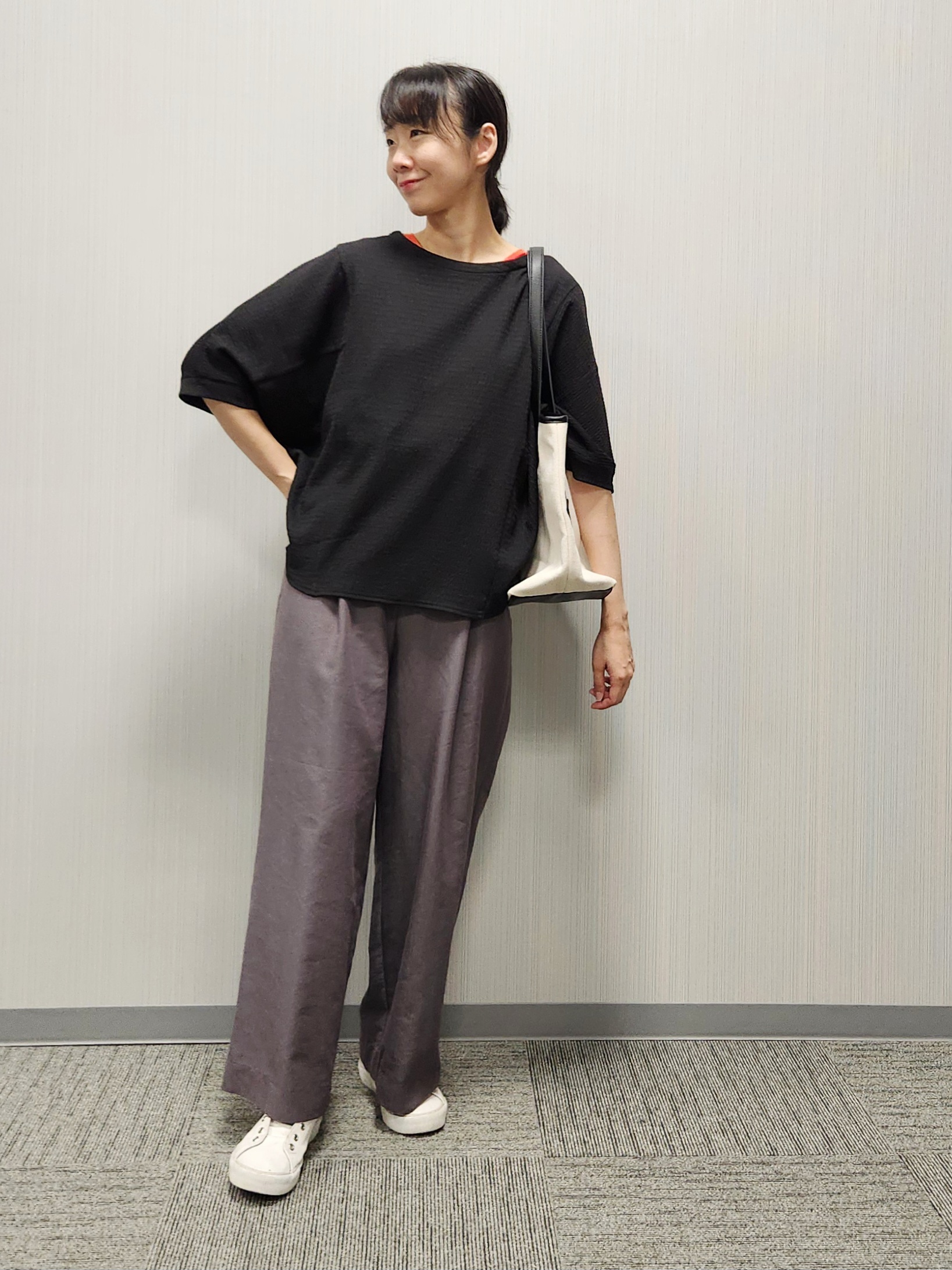 naraさんの「Dessin｜シュリンクジャージ カットソー」を使ったコーディネート
