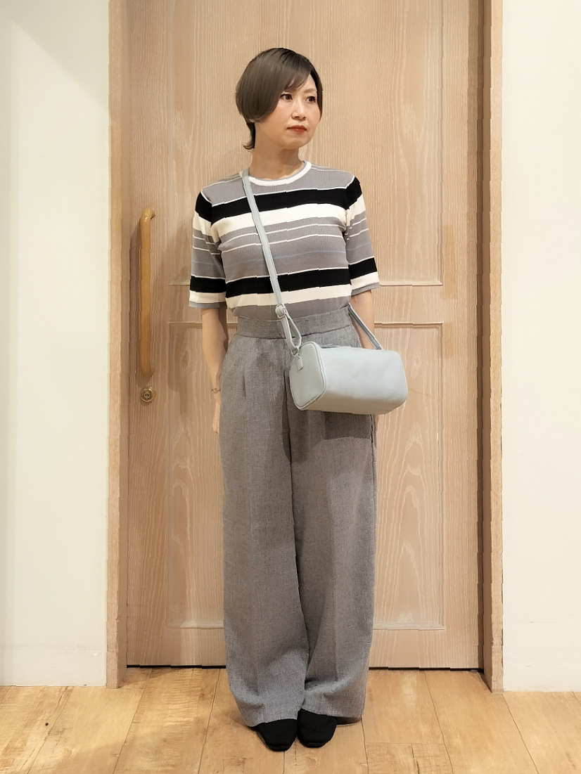 YUKIさんの「SHOO･LA･RUE｜【S-LL】オンオフ着られる マルチボーダーリブニット」を使ったコーディネート