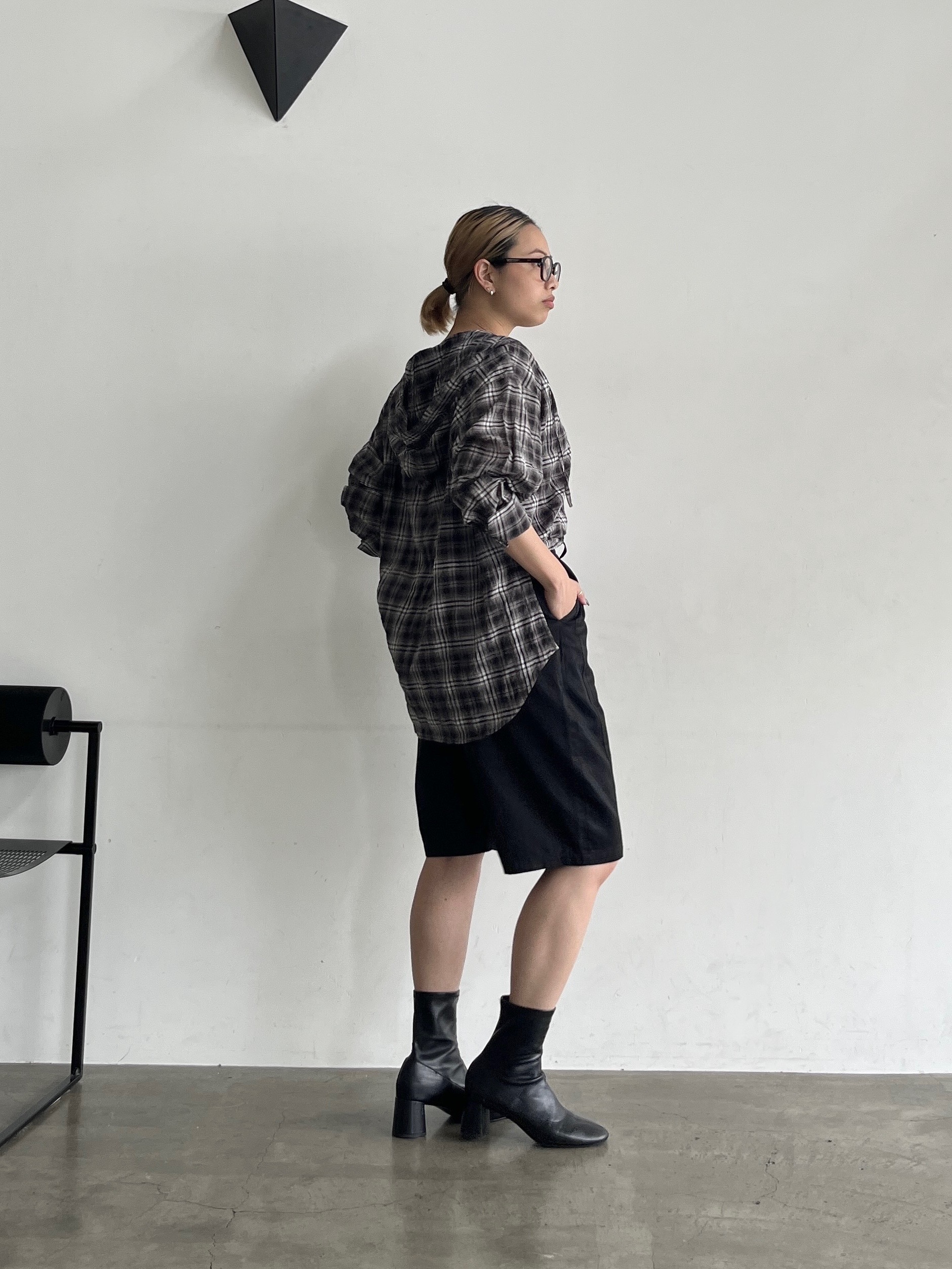 Harukaさんの「INDIVI｜フード付 シアーチェックシャツ」を使ったコーディネート