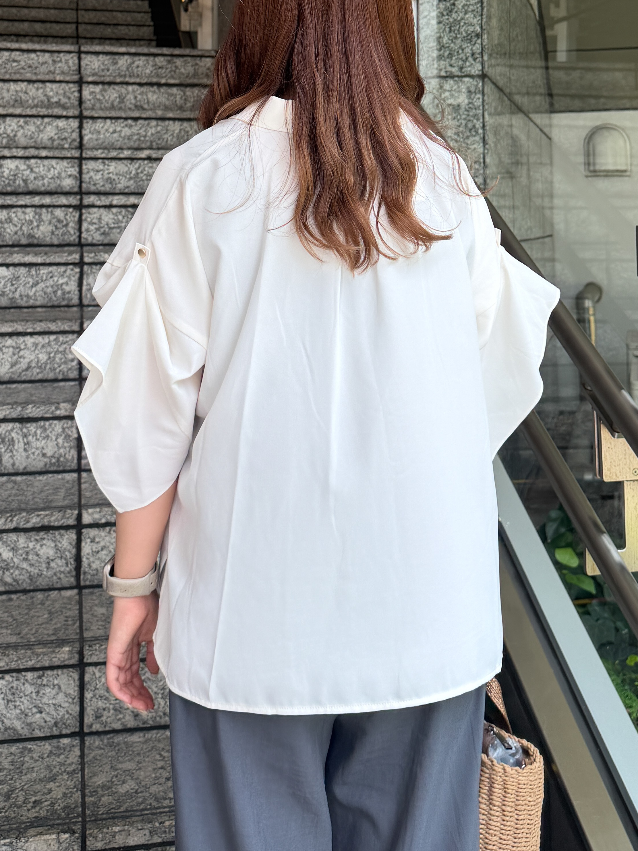 HANNAさんの「OPAQUE.CLIP｜【UV／接触冷感／吸水速乾／】タックスリーブスキッパーブラウス《洗濯機OK》」を使ったコーディネート