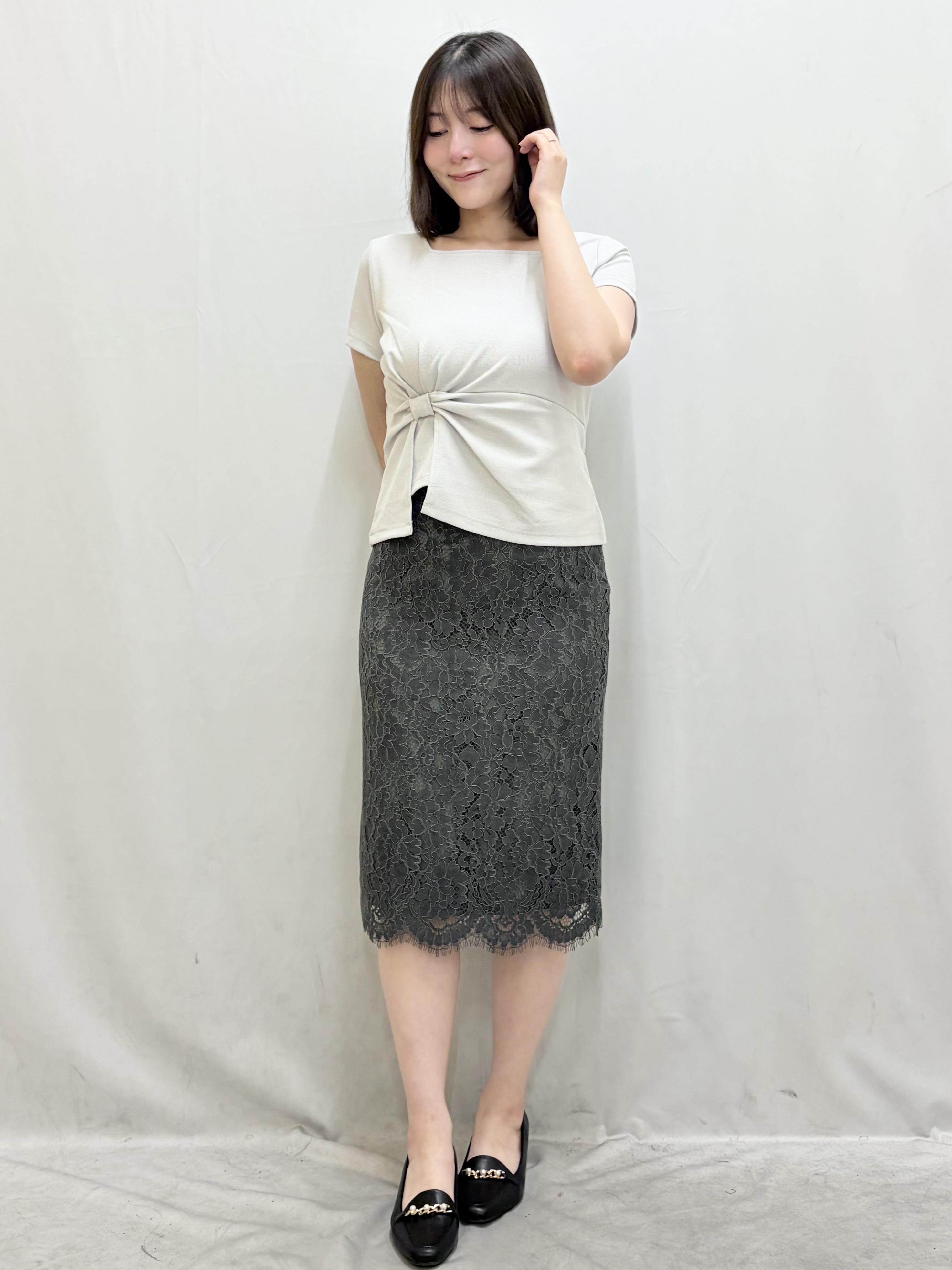 kasumiさんの「index｜【接触冷感／UVケア】スクエアネックリボントップス《洗濯機OK》」を使ったコーディネート