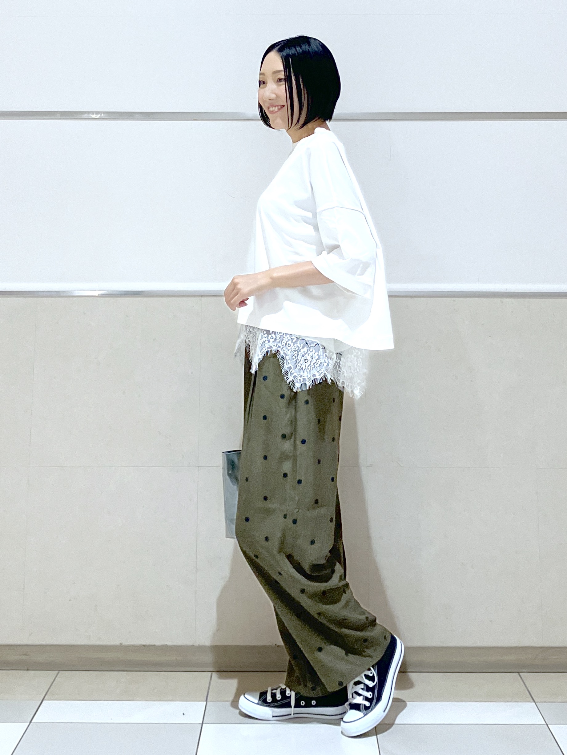 eriko さんの「Dessin｜【体型カバー】美光沢カットソーボクシーシルエット」を使ったコーディネート