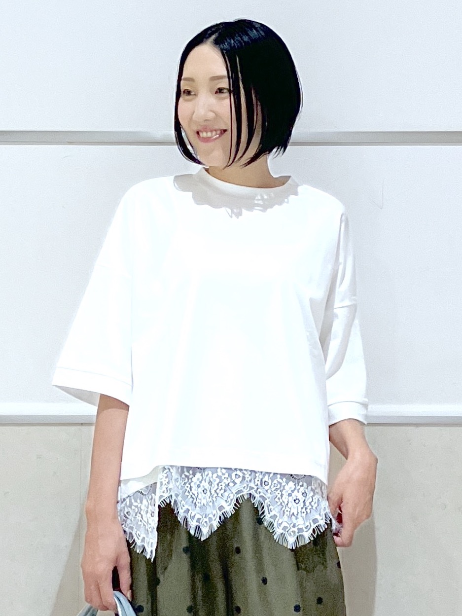 eriko さんの「Dessin｜【体型カバー】美光沢カットソーボクシーシルエット」を使ったコーディネート