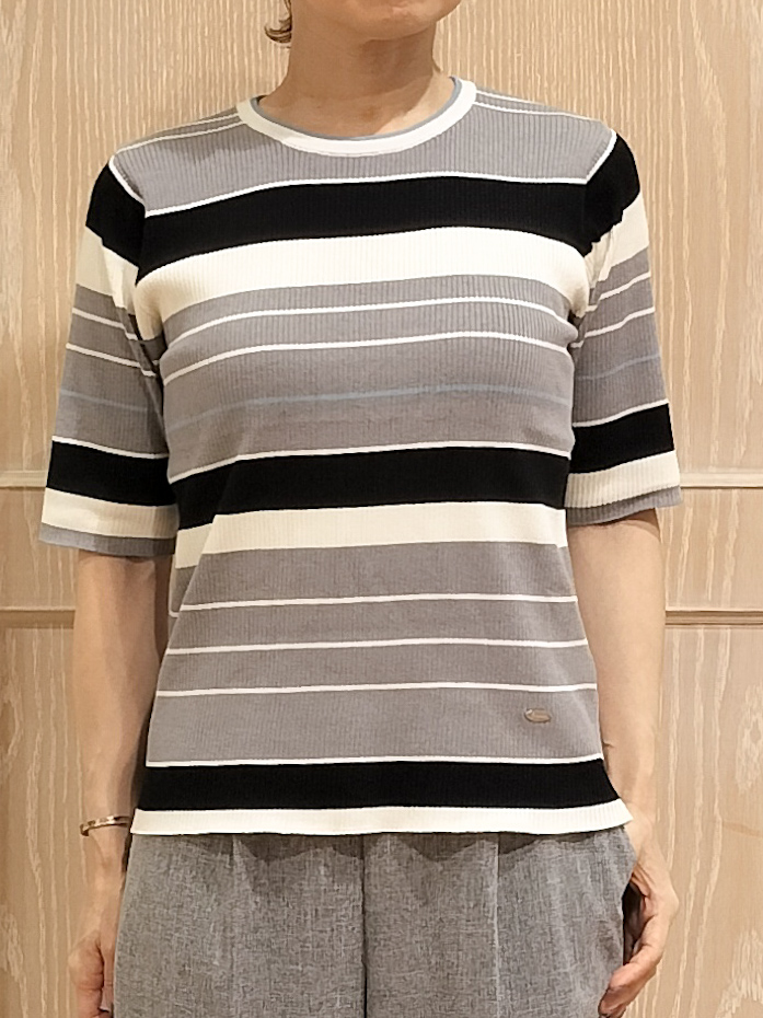 YUKIさんの「SHOO･LA･RUE｜【S-LL】オンオフ着られる マルチボーダーリブニット」を使ったコーディネート