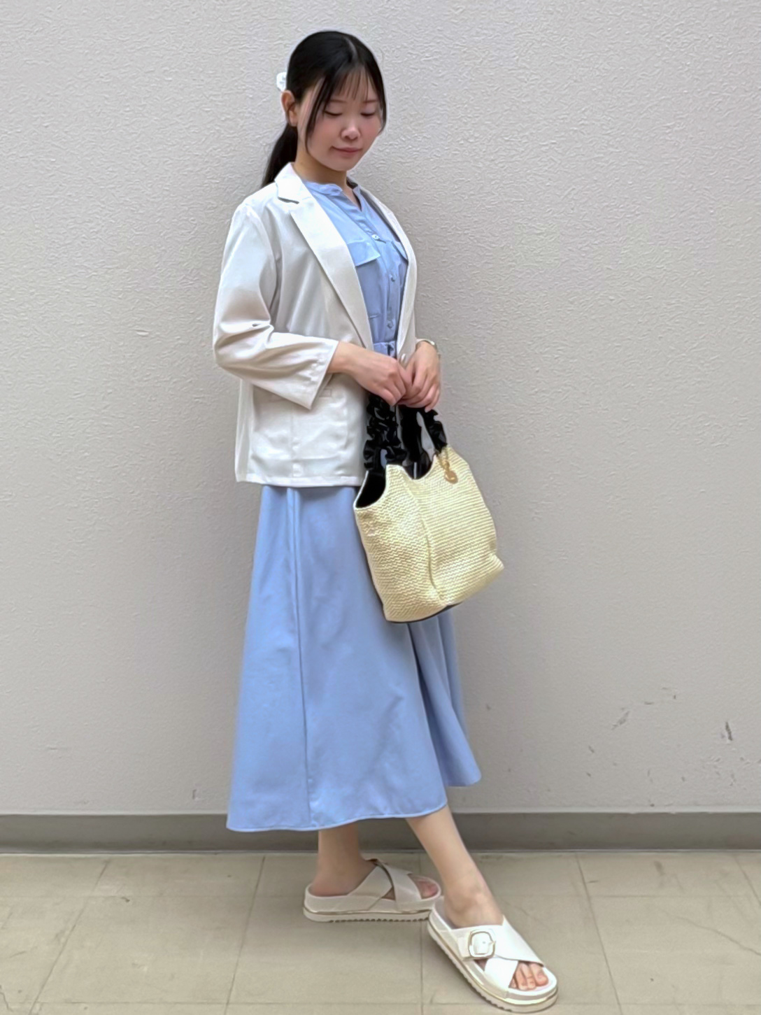 Izuさんの「index｜【接触冷感／防シワ】ひんやり7分袖テーラードジャケット《洗濯機OK》」を使ったコーディネート