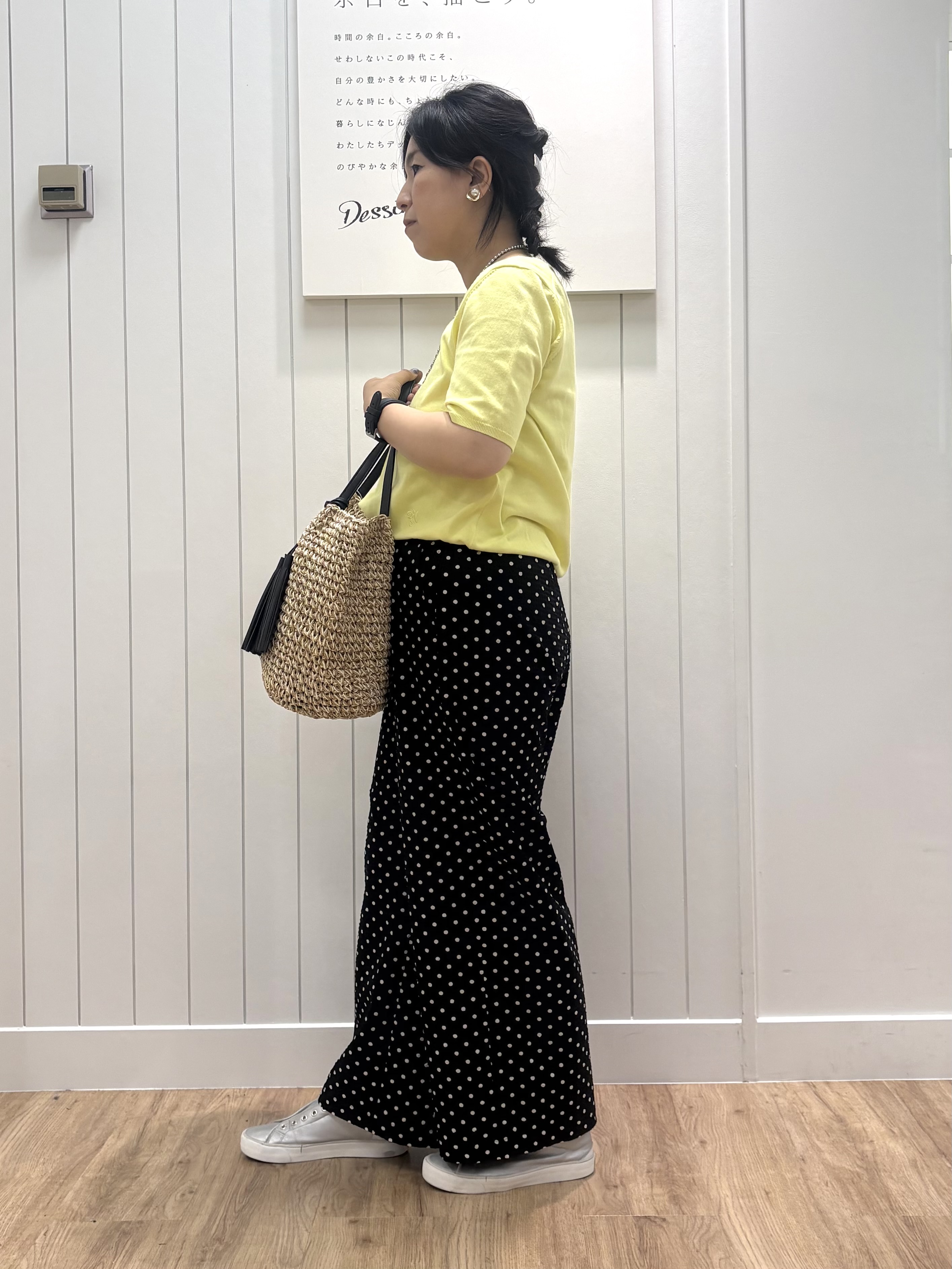 tomokoさんの「Dessin｜【9色展開/接触冷感/UVカット】ドライタッチサマーニットT」を使ったコーディネート