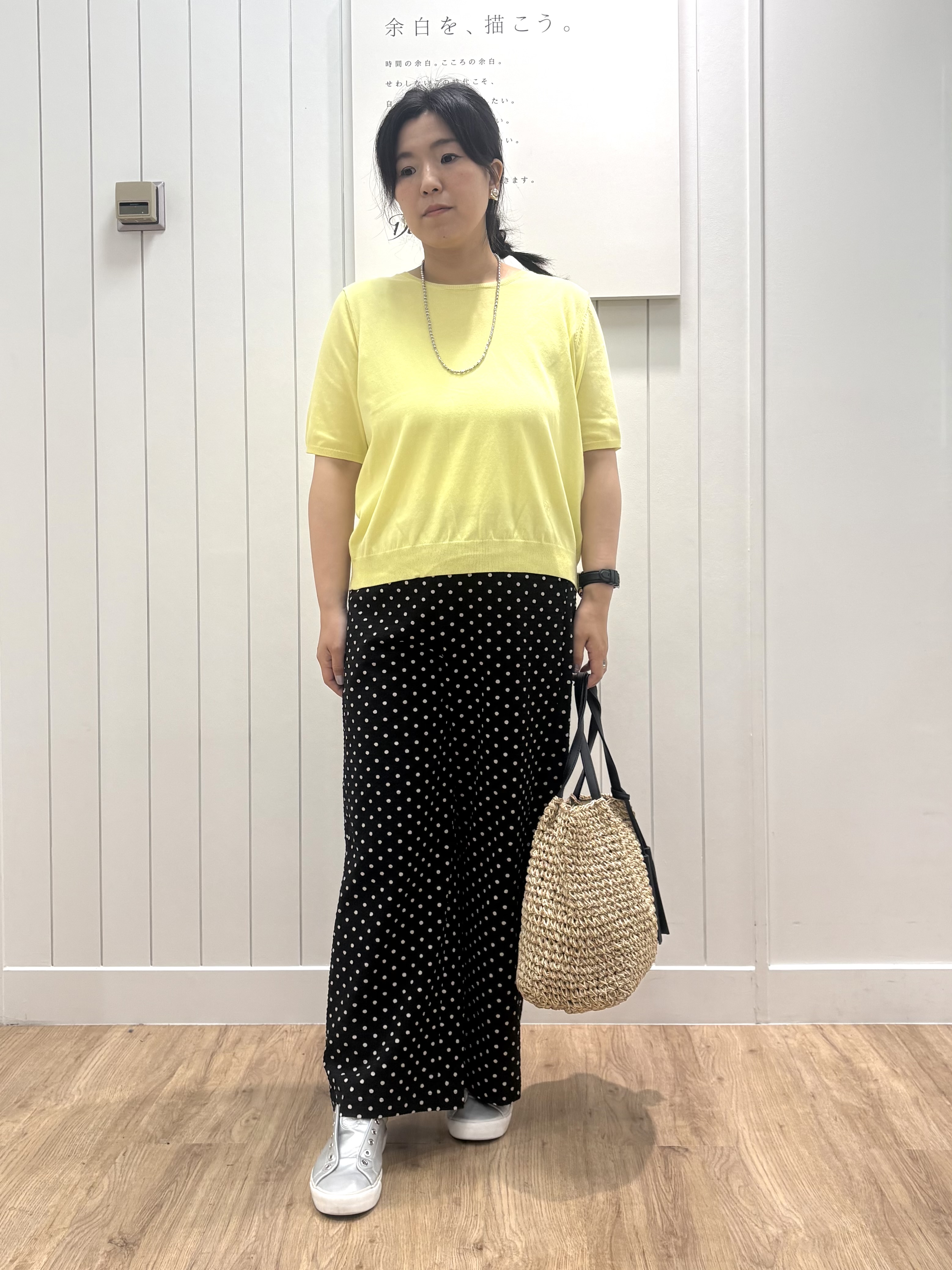 tomokoさんの「Dessin｜【9色展開/接触冷感/UVカット】ドライタッチサマーニットT」を使ったコーディネート