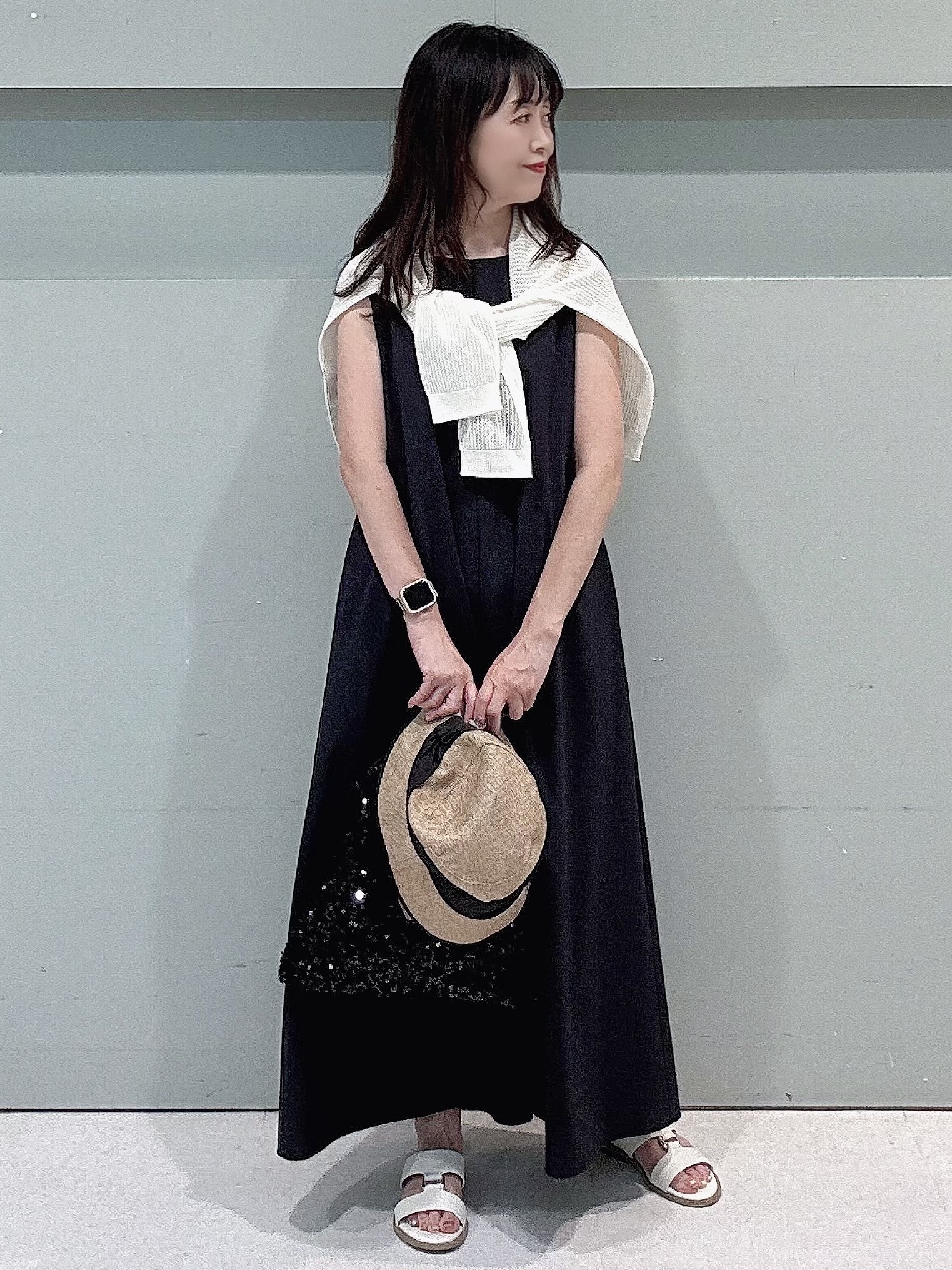 makiさんの「UNTITLED｜【接触冷感/UVカット/吸水速乾】Aラインロングワンピース」を使ったコーディネート