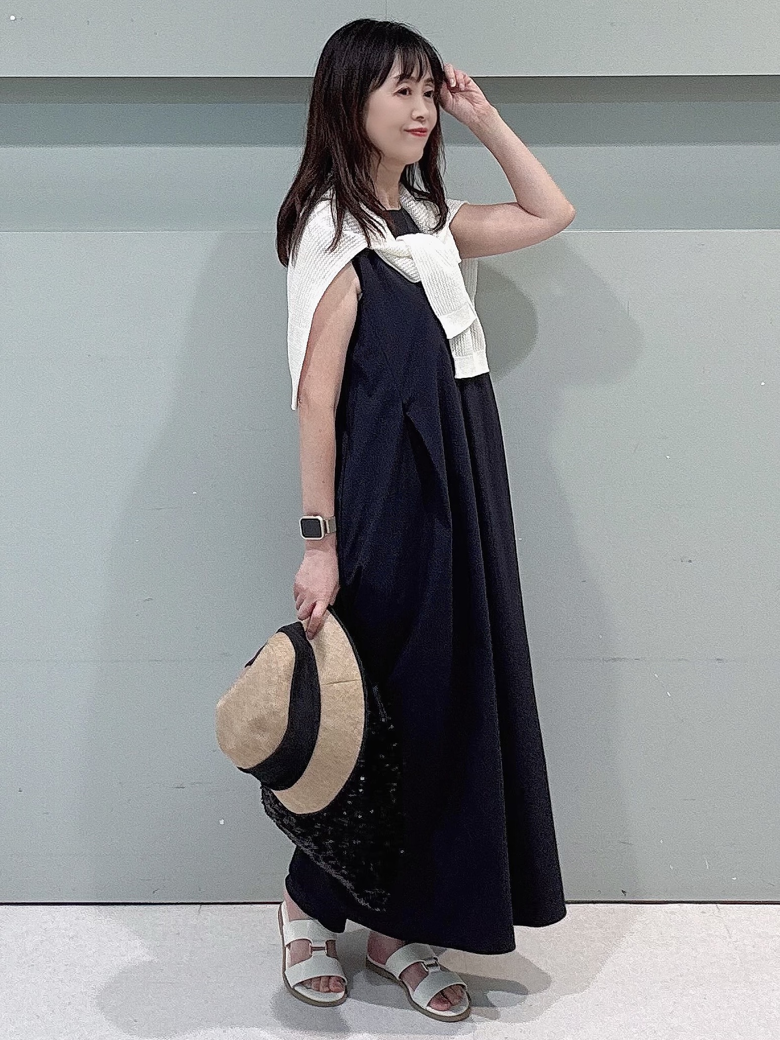 makiさんの「UNTITLED｜【接触冷感/UVカット/吸水速乾】Aラインロングワンピース」を使ったコーディネート