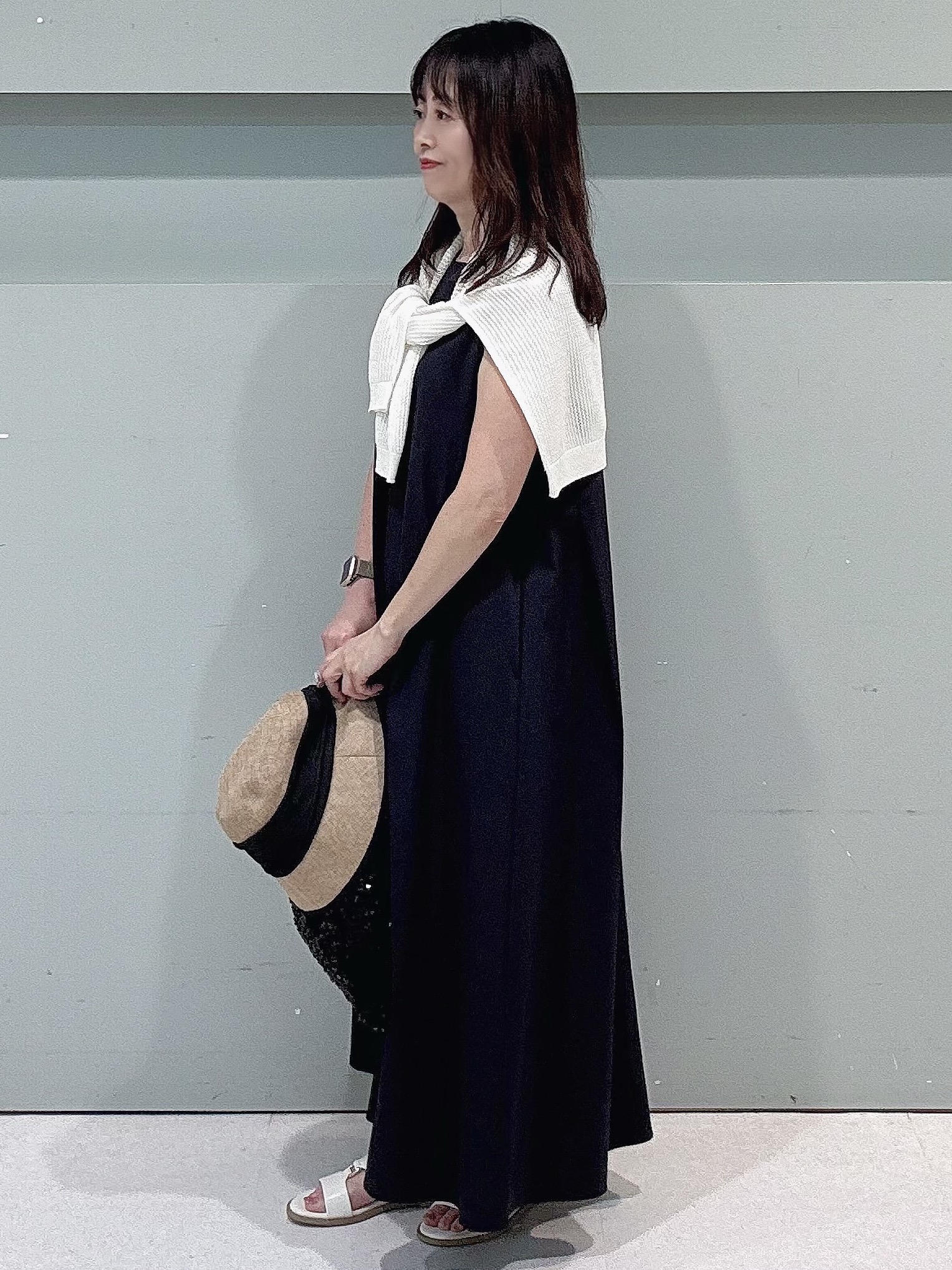 makiさんの「UNTITLED｜【接触冷感/UVカット/吸水速乾】Aラインロングワンピース」を使ったコーディネート