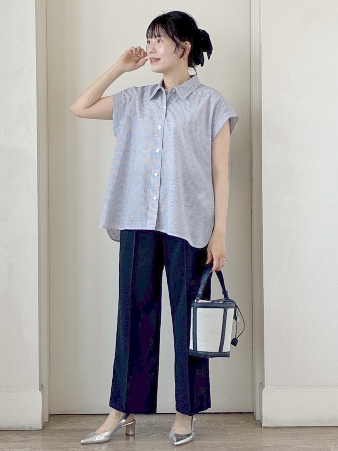  beni_gingerさんの「Reflect｜【接触冷感】フレンチスリーブシャツブラウス」を使ったコーディネート