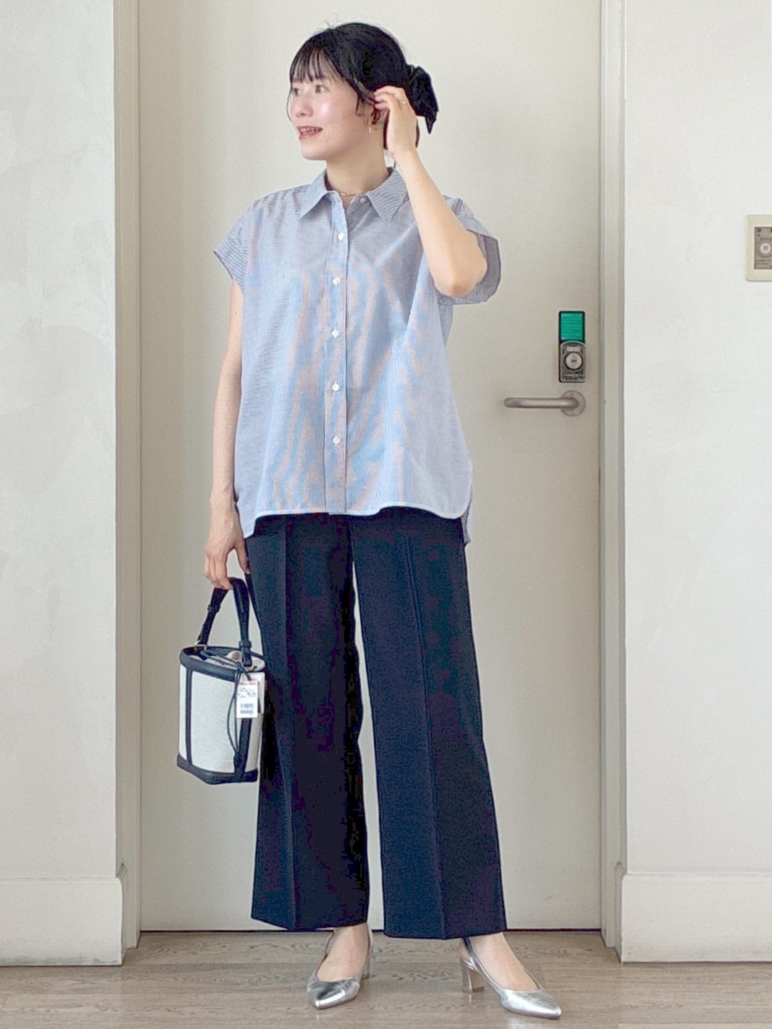  beni_gingerさんの「Reflect｜【接触冷感】フレンチスリーブシャツブラウス」を使ったコーディネート