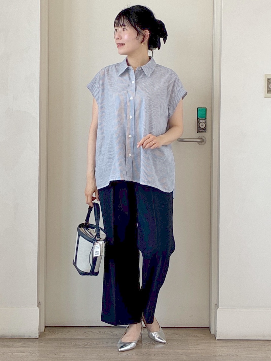  beni_gingerさんの「Reflect｜【接触冷感】フレンチスリーブシャツブラウス」を使ったコーディネート