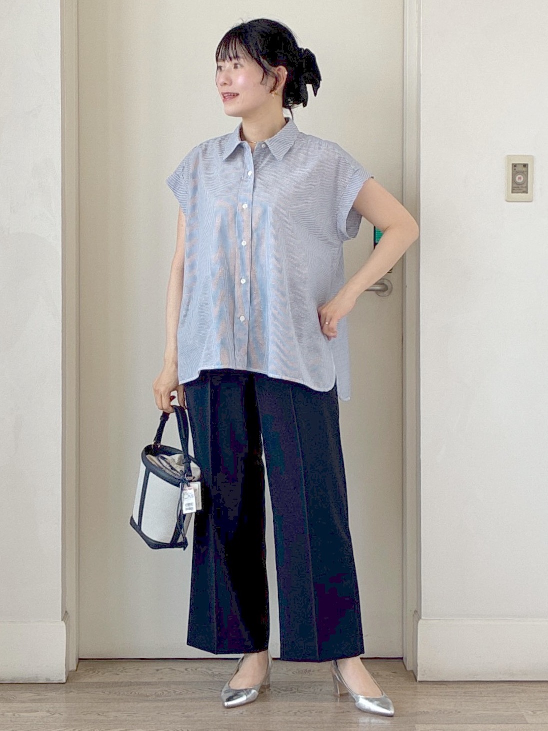 beni_gingerさんの「Reflect｜【接触冷感】フレンチスリーブシャツブラウス」を使ったコーディネート