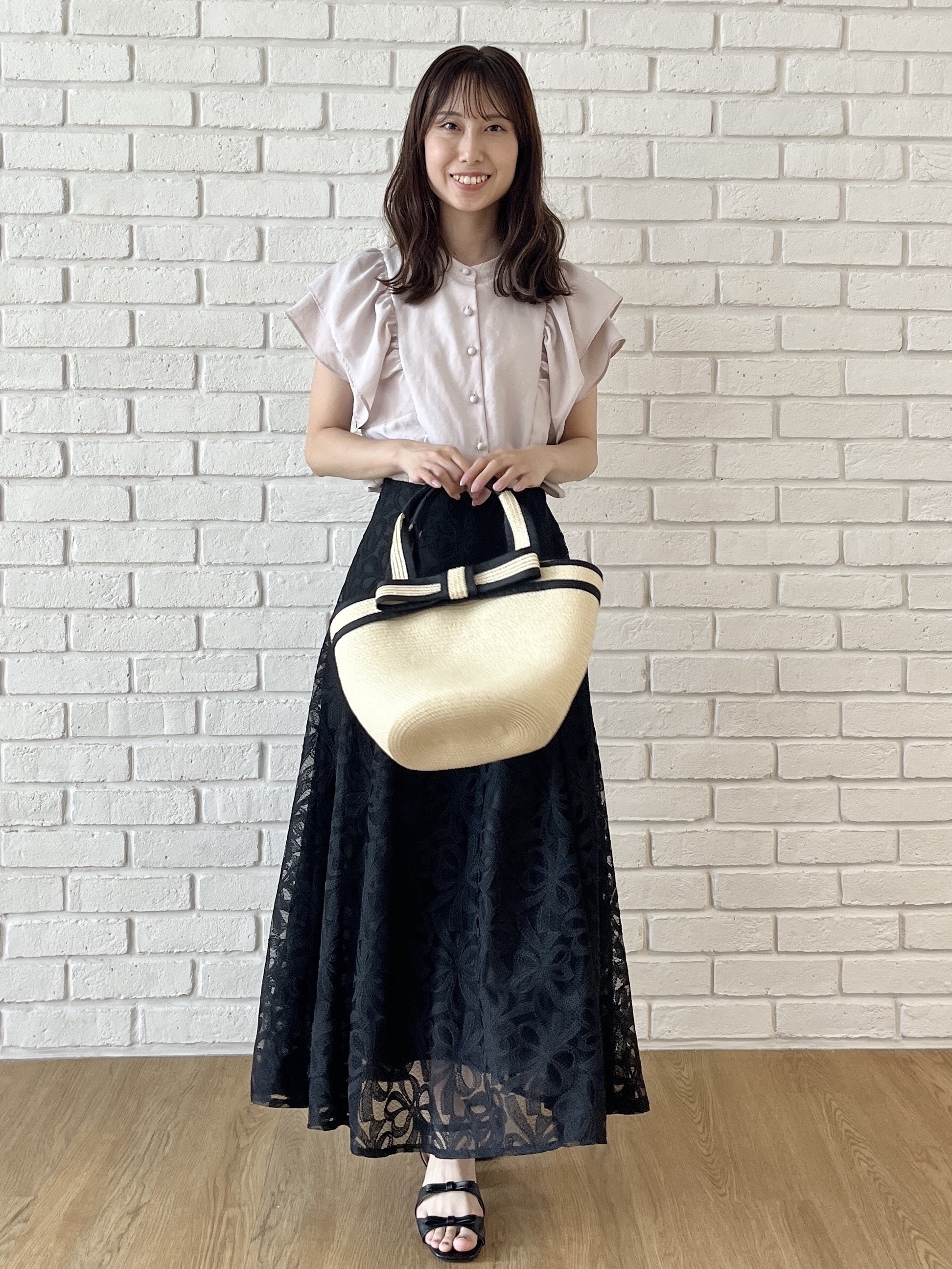 はばさんの「Couture brooch｜【洗える】リボン エンブロ スカート」を使ったコーディネート