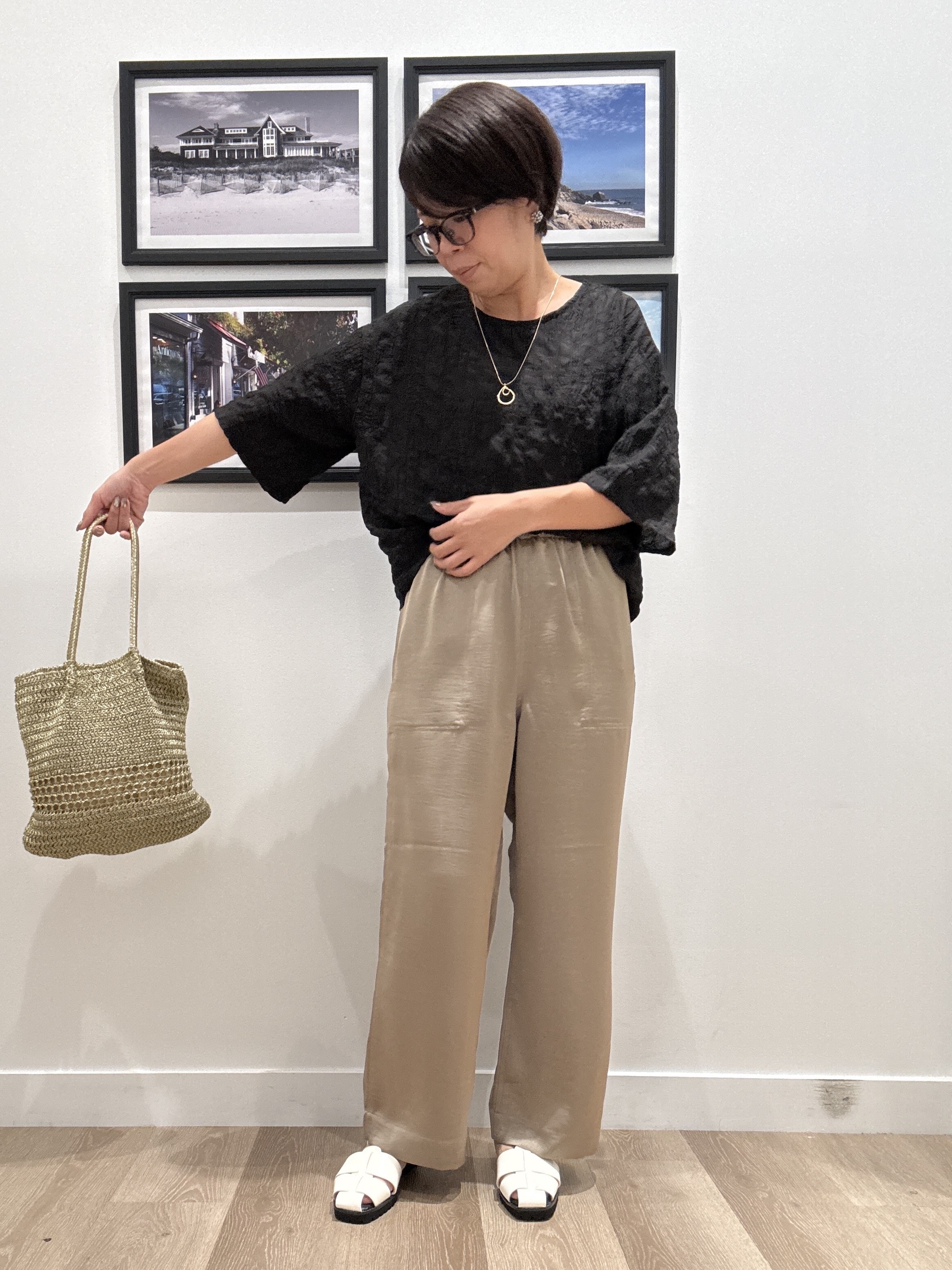 Naoさんの「Dessin｜【マシンウォッシャブル】エアリーシアー 5分袖プルオーバーシャツ」を使ったコーディネート
