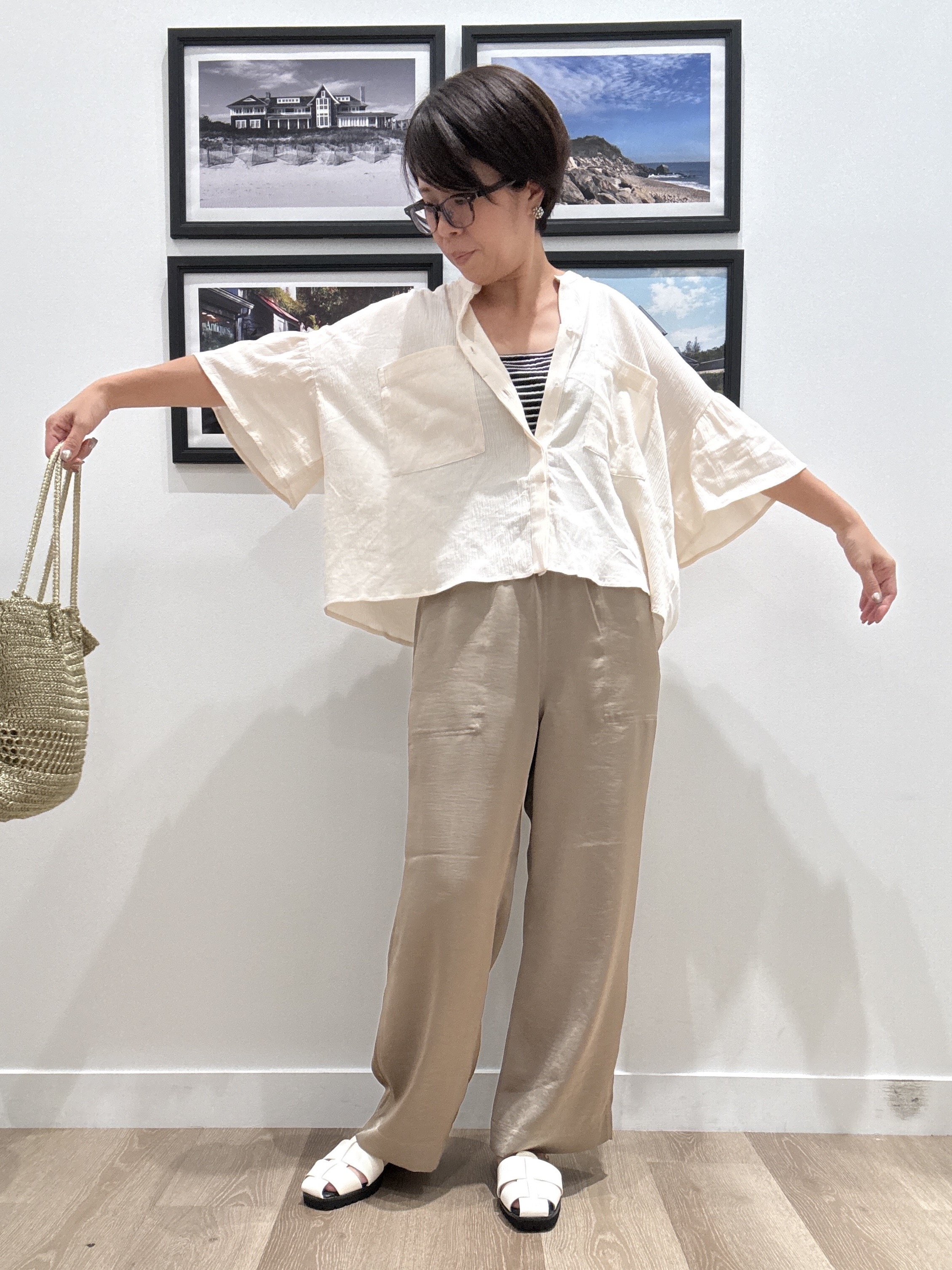 Naoさんの「Dessin｜フレアスリーブ スキッパーブラウス」を使ったコーディネート
