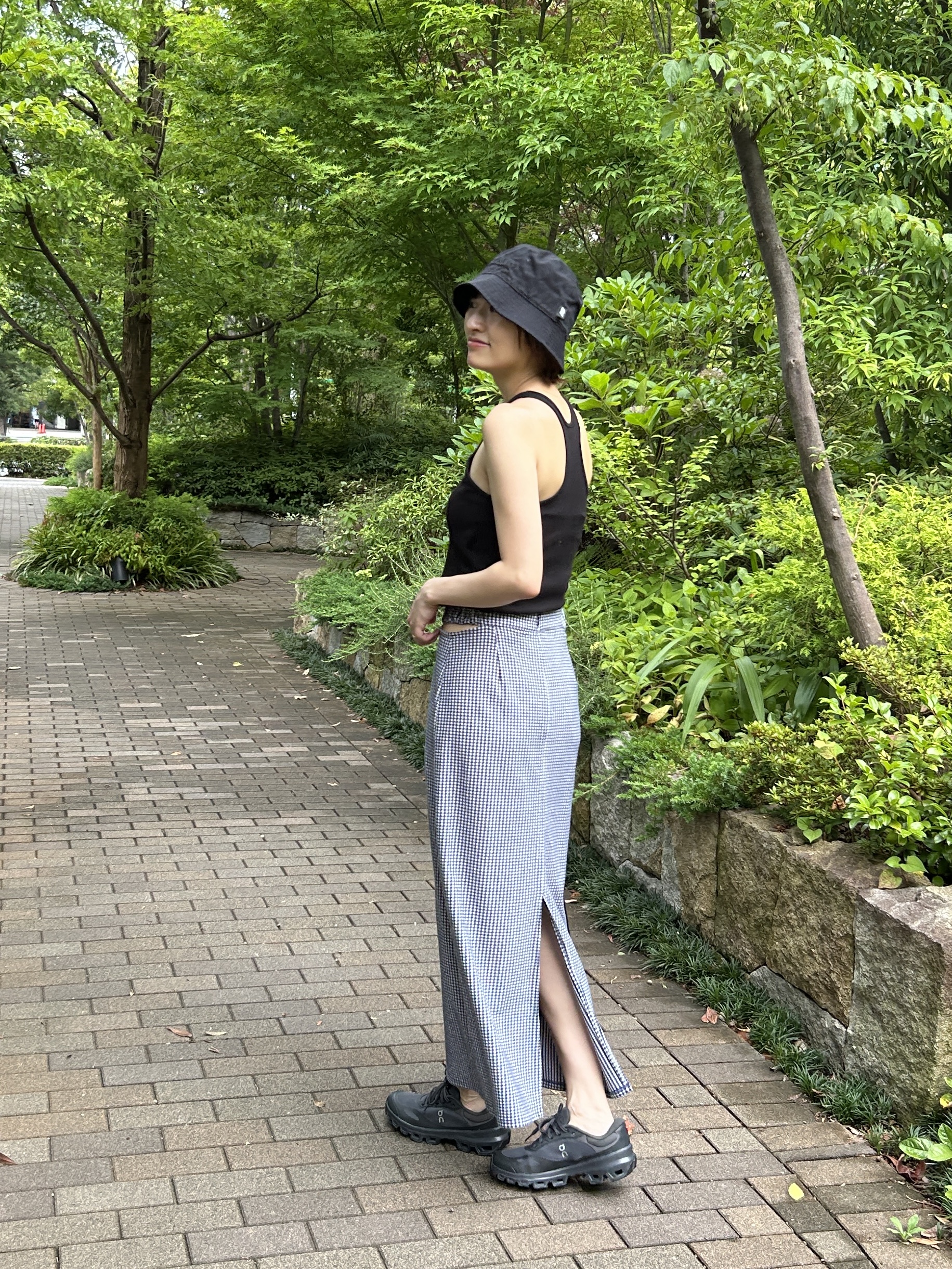 harunaさんの「CODE A｜gingham check pencil skirt」を使ったコーディネート