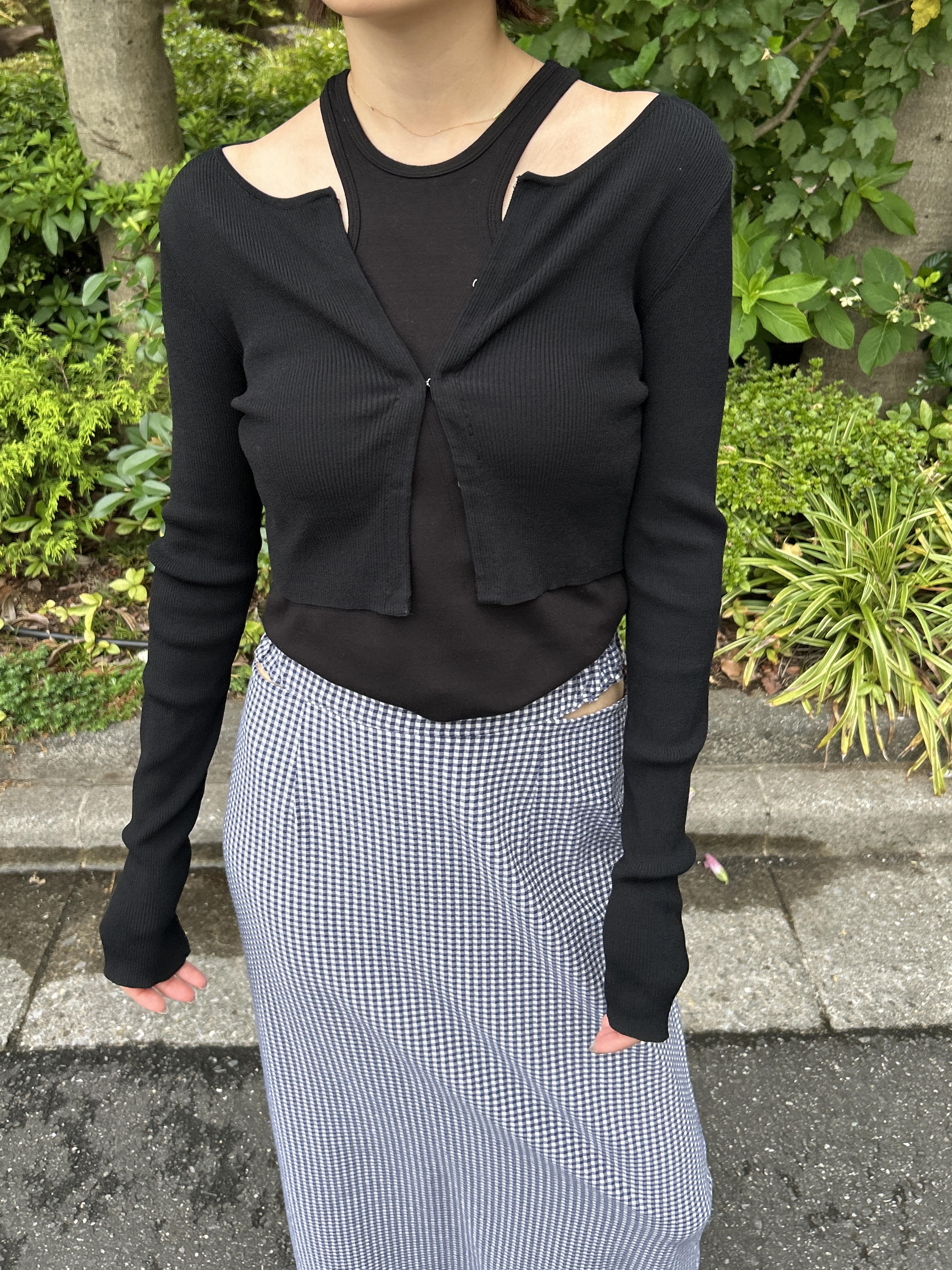 harunaさんの「CODE A｜gingham check pencil skirt」を使ったコーディネート