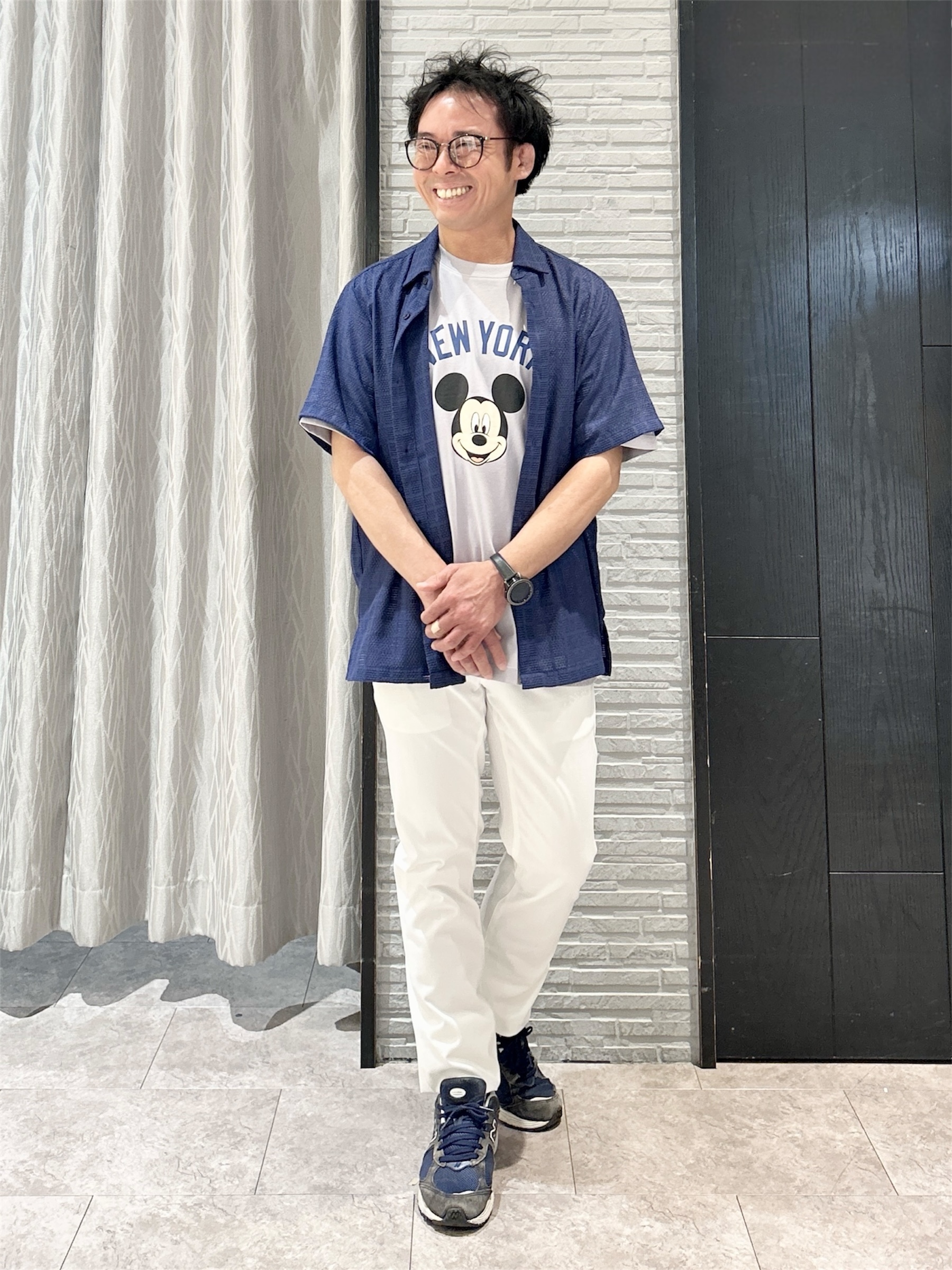 KENJI Iさんの「THE SHOP TK｜【洗濯機OK】格子柄メッシュ半袖シャツ」を使ったコーディネート