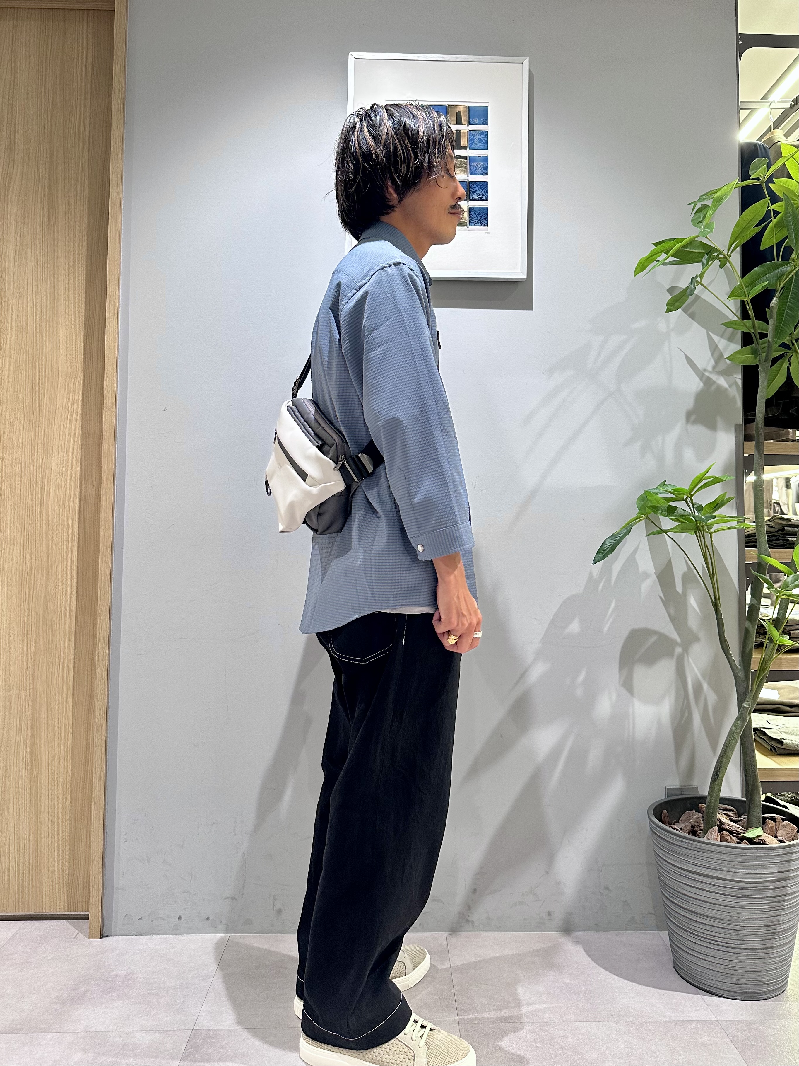 obaさんの「TAKEO KIKUCHI｜【日本製】DotAir（R）サッカー7分袖シャツ」を使ったコーディネート