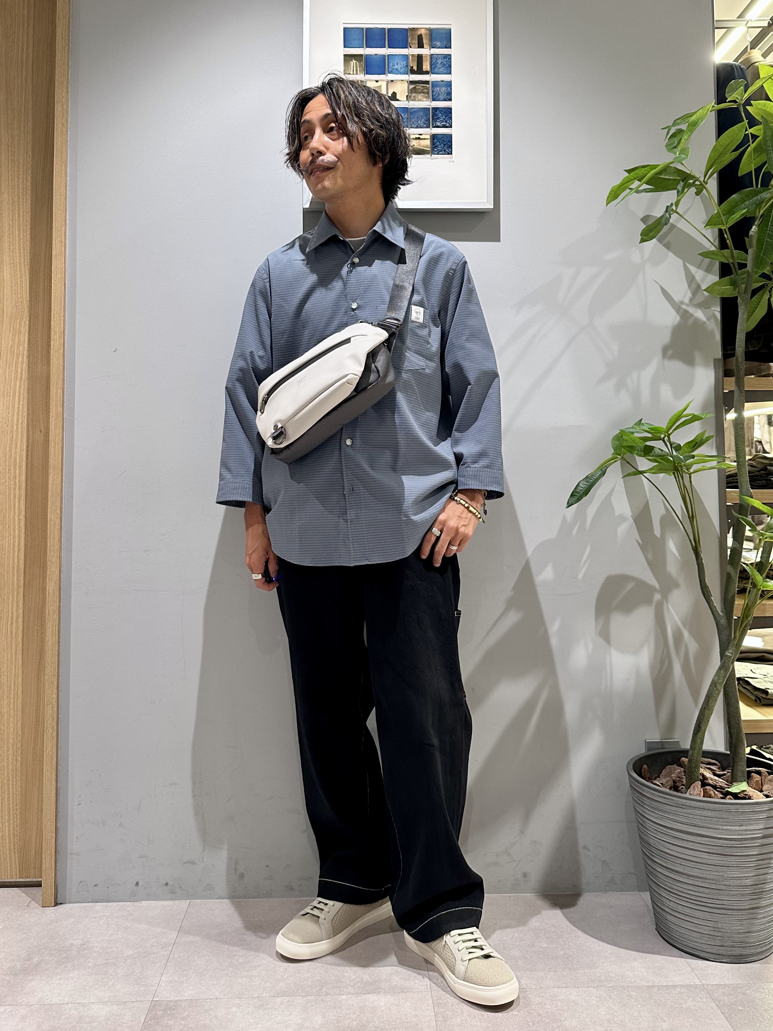 obaさんの「TAKEO KIKUCHI｜【日本製】DotAir（R）サッカー7分袖シャツ」を使ったコーディネート
