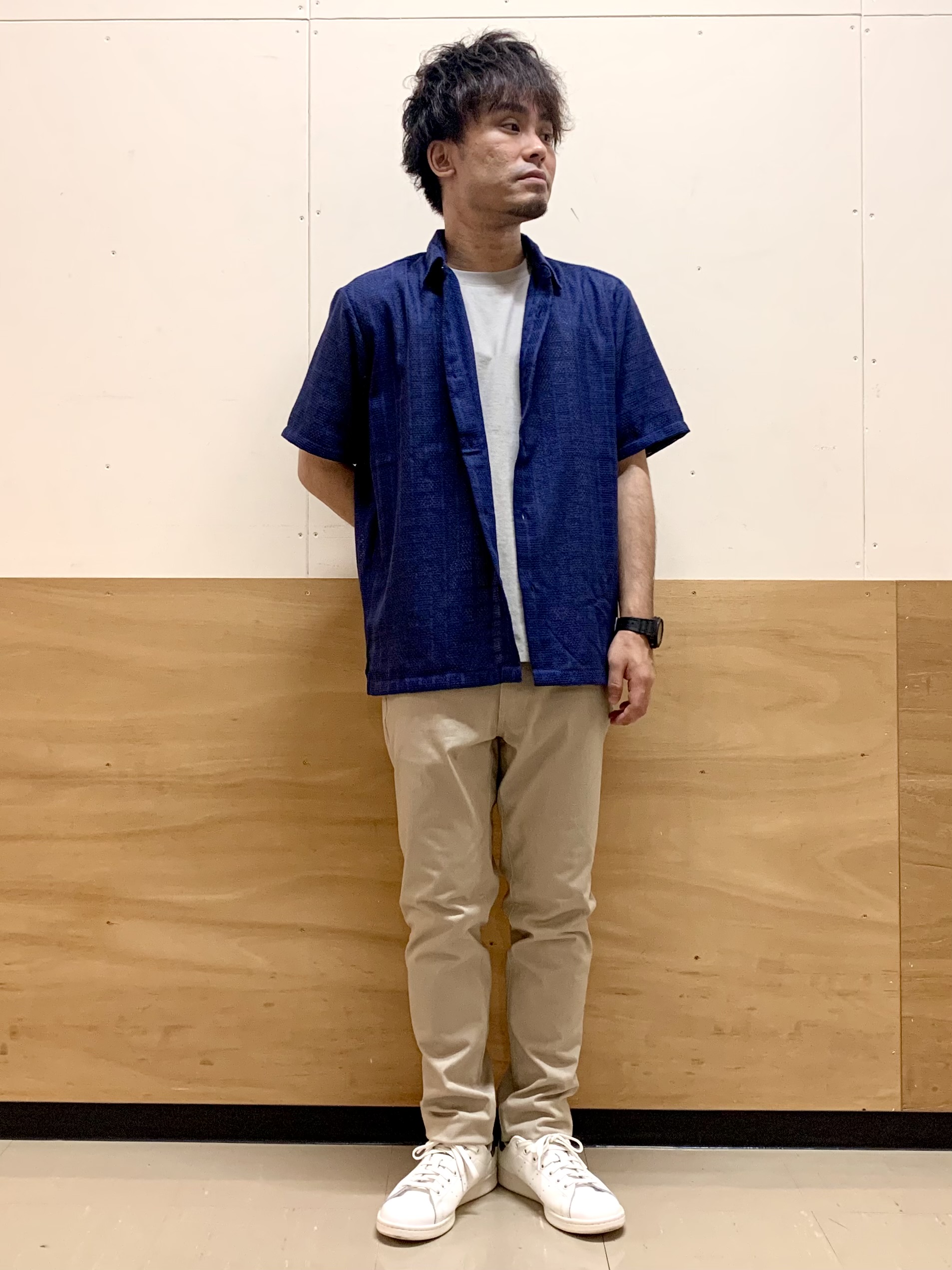 MATUさんの「THE SHOP TK｜【洗濯機OK】格子柄メッシュ半袖シャツ」を使ったコーディネート