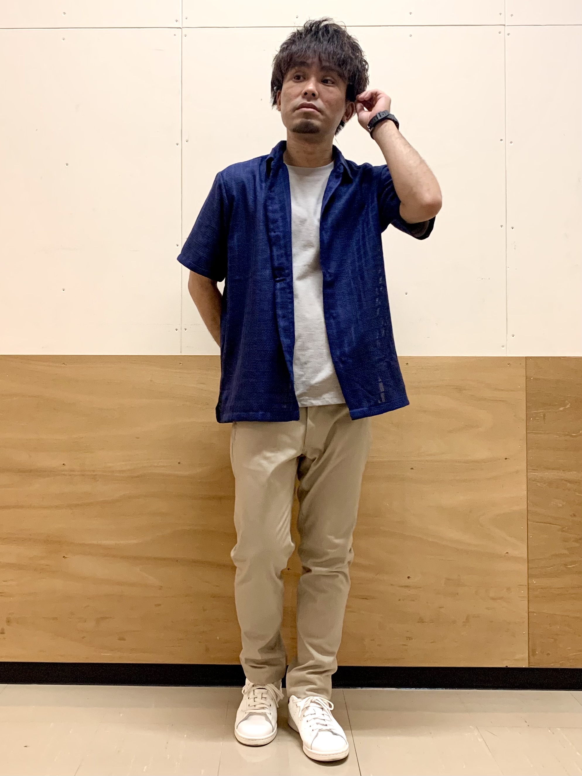 MATUさんの「THE SHOP TK｜【洗濯機OK】格子柄メッシュ半袖シャツ」を使ったコーディネート
