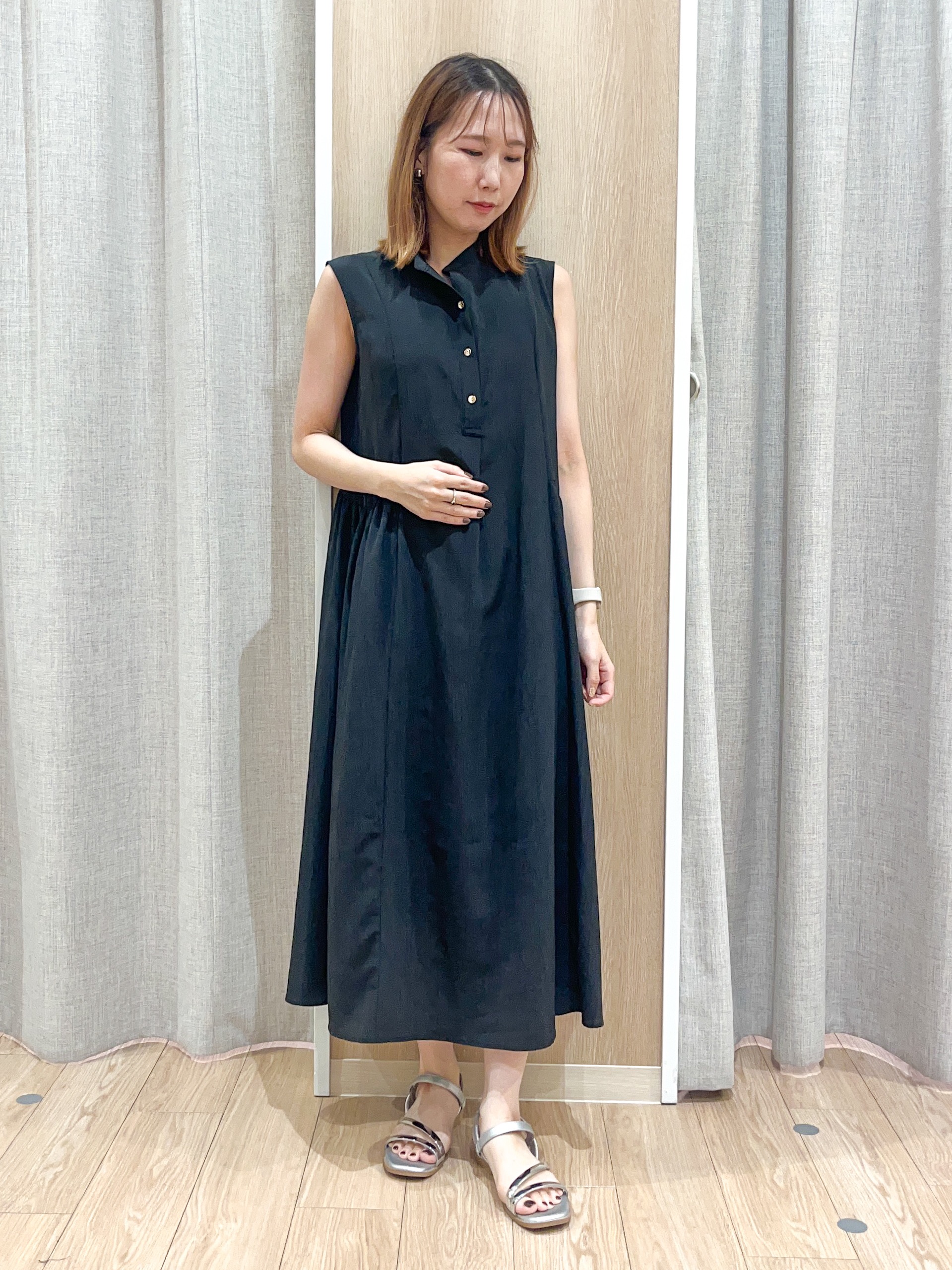 みーちゃんさんの「grove｜【低身長さんも選べる着丈・洗濯機◎】テントラインワンピース」を使ったコーディネート