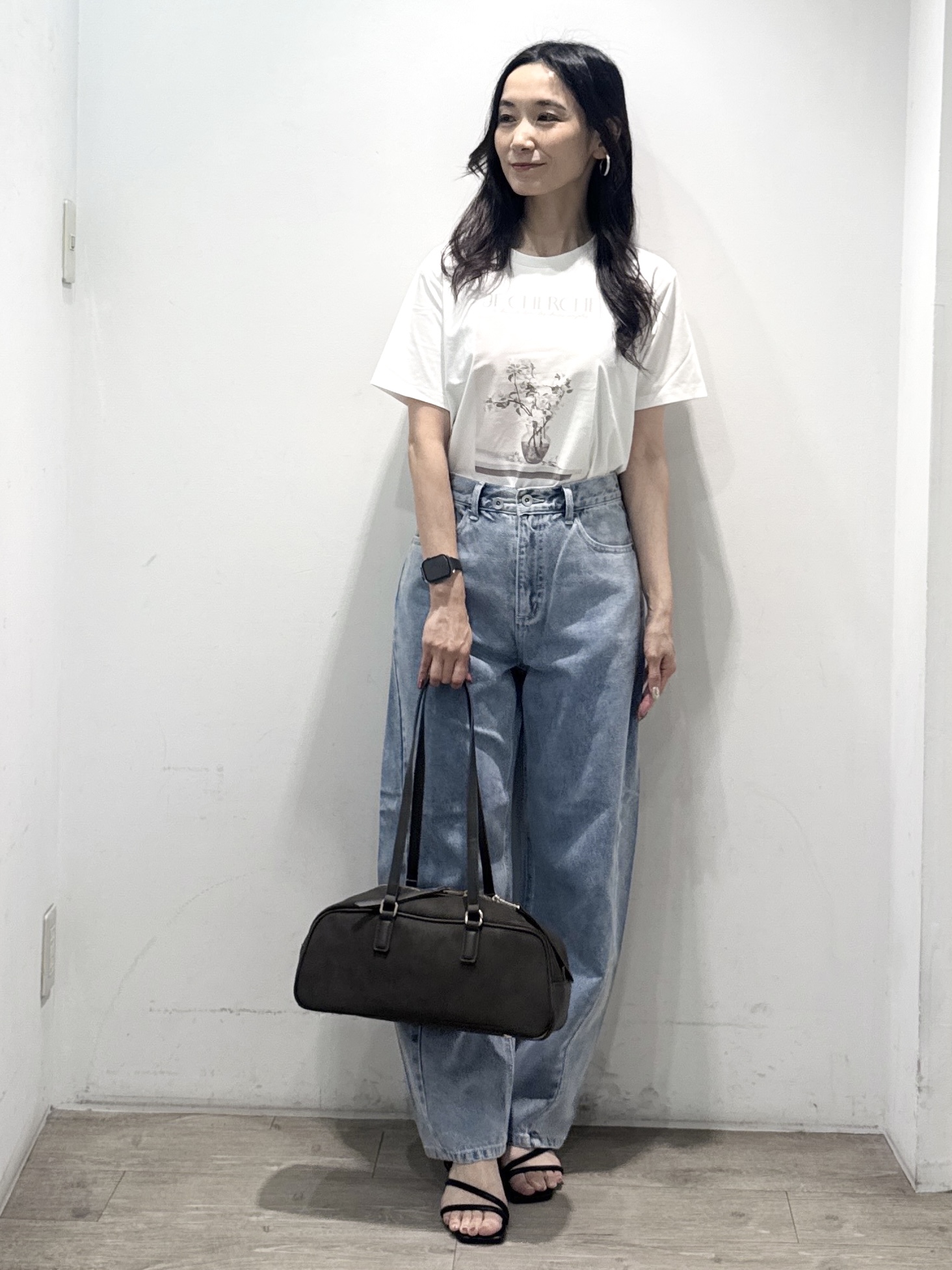 yuicciさんの「OPAQUE.CLIP｜【UV】フラワープリントTシャツ≪洗濯機OK／接触冷感≫」を使ったコーディネート