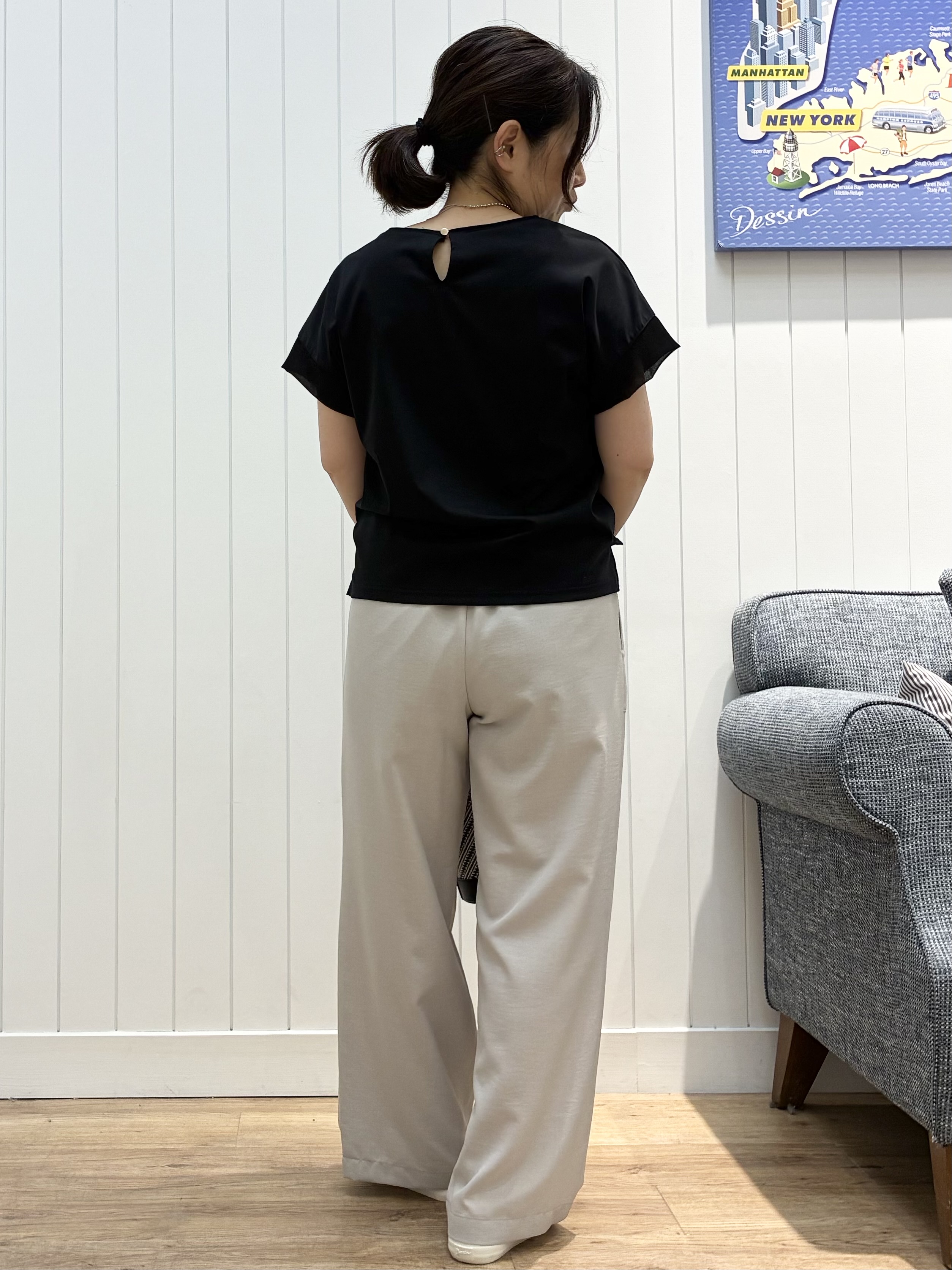 msatoさんの「Dessin｜【9色展開/接触冷感/UVカット】ドライタッチサマーニットT」を使ったコーディネート
